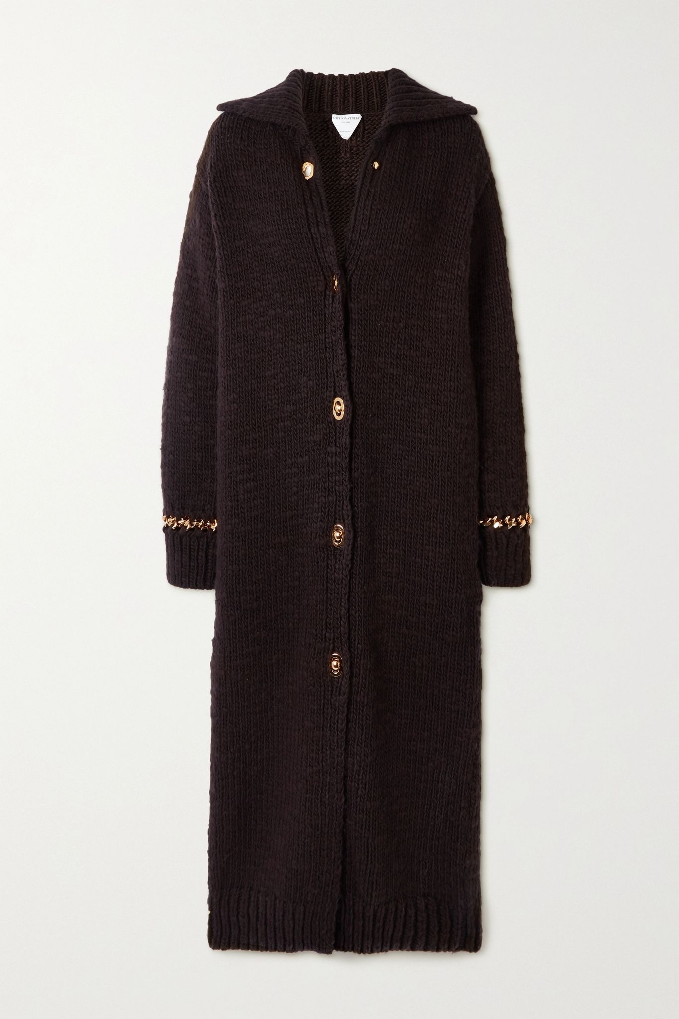 Chain-embellished wool-blend coat - 1