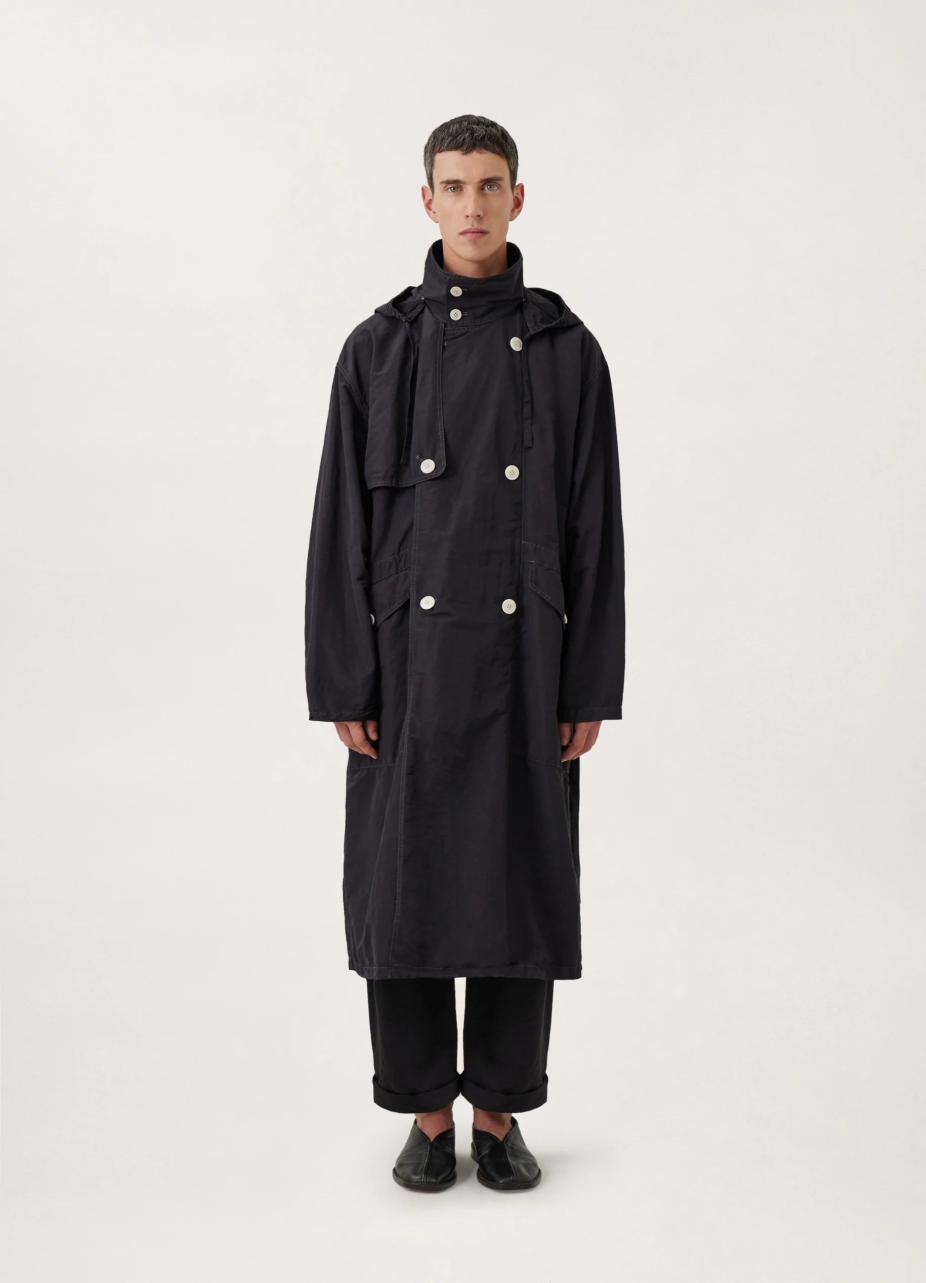 HOODED DOUBLE BREASTED PARKA
POLYAMIDE LINEN COTTON - 8
