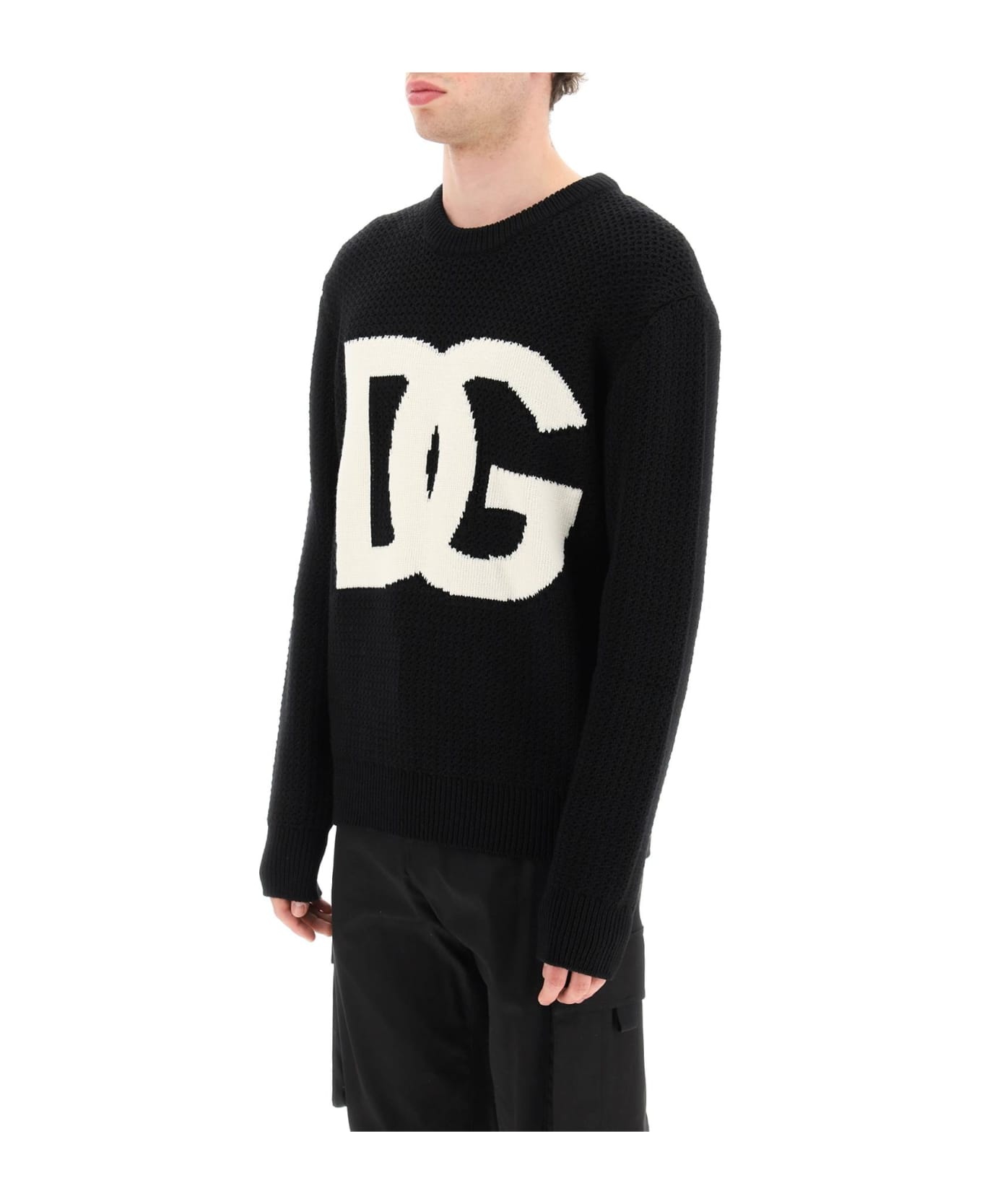 Crewneck Pullover With Jacquard Logo - 4