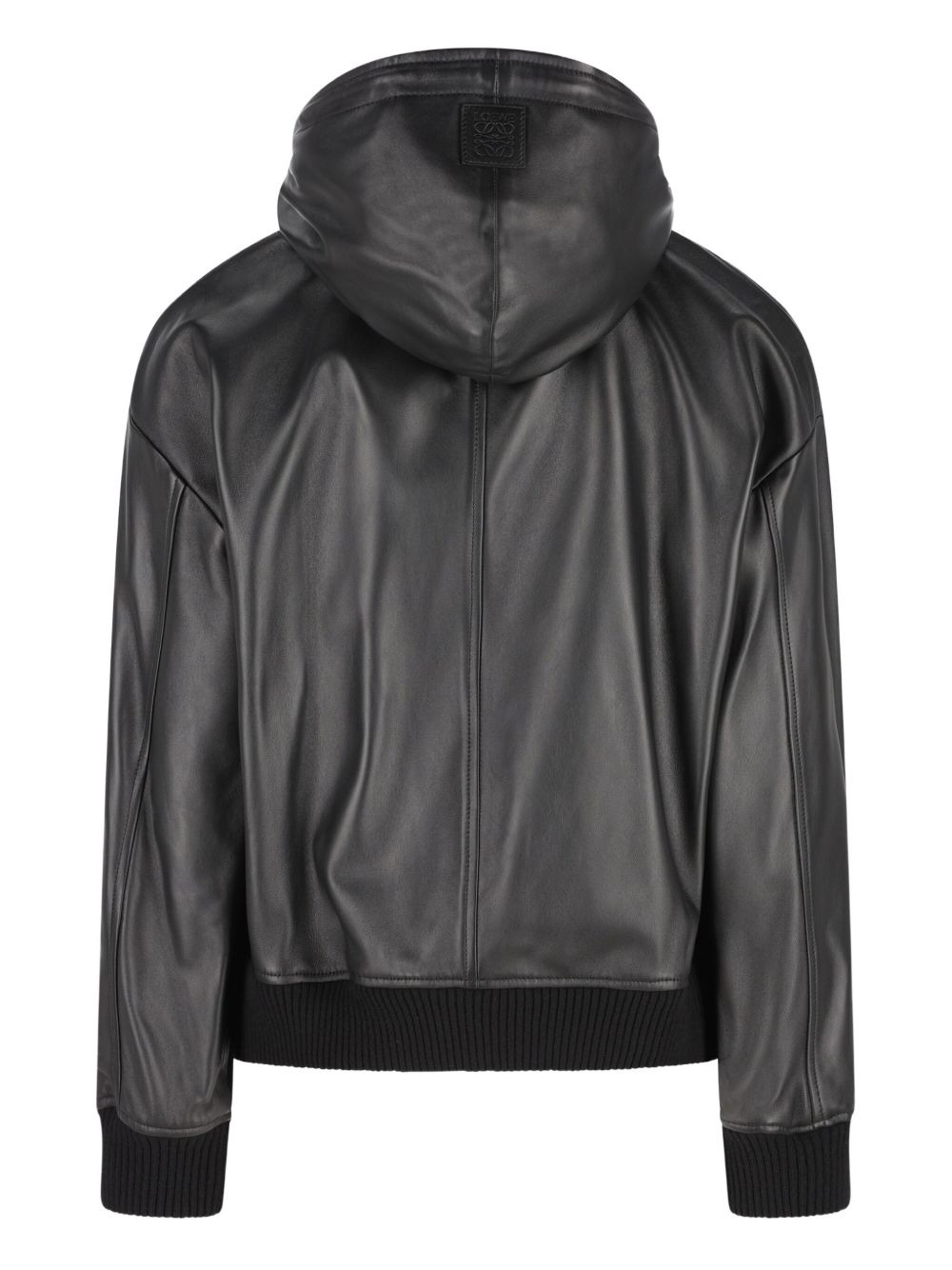 hooded leather jacket - 2