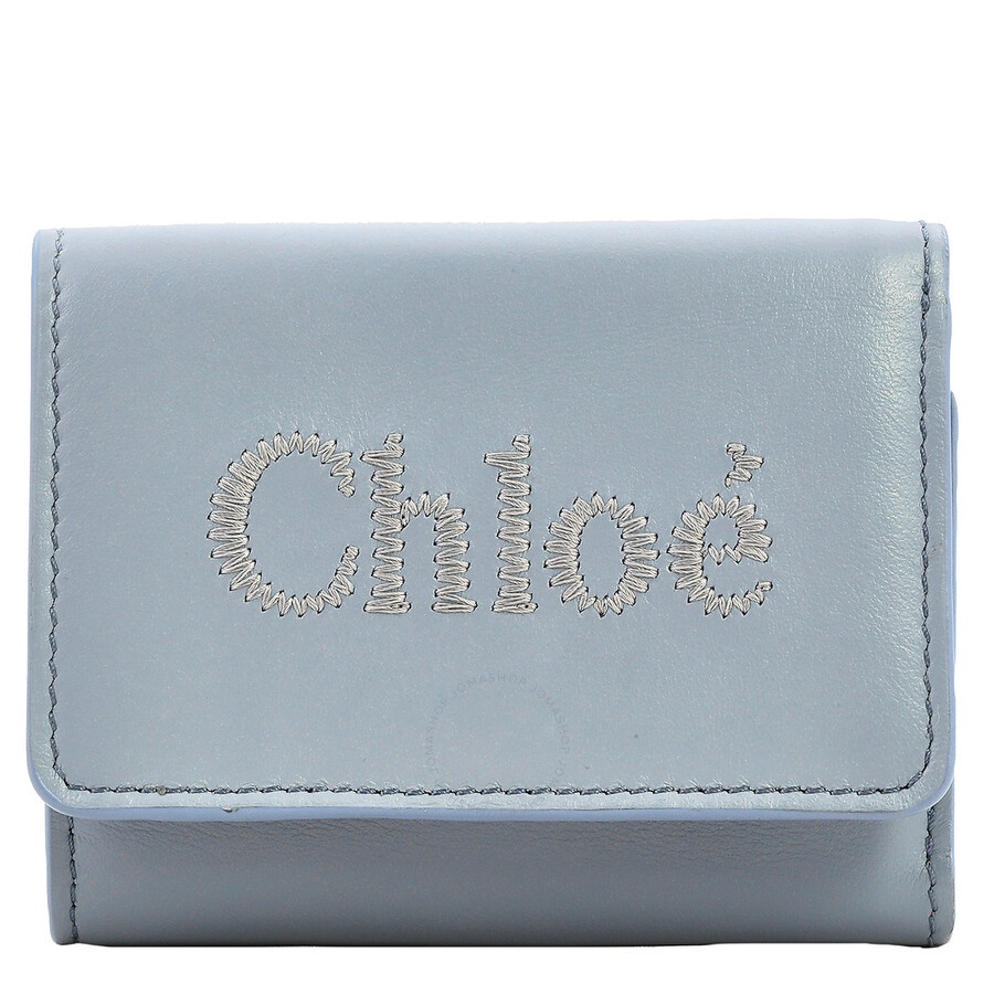 Chloe Ladies Storm Blue Trifold Leather Wallet - 1