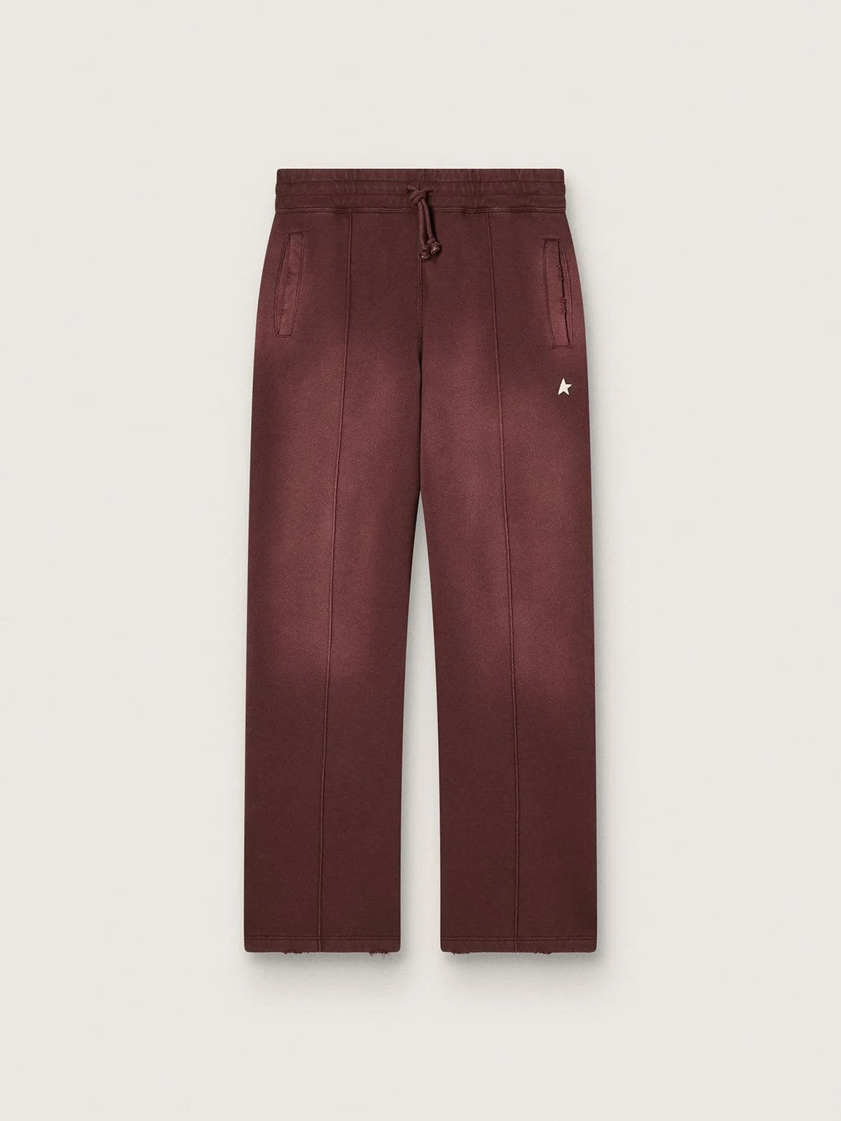 Unisex sweatpants in burgundy cotton fleece - 1