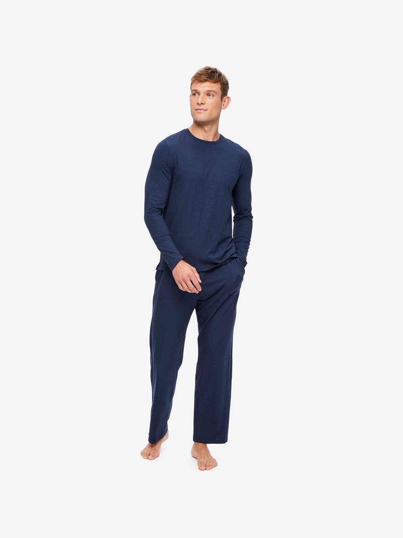 Men's Lounge Trousers Basel Micro Modal Stretch Navy - 3