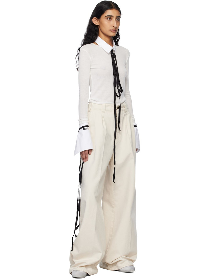 Ann Demeulemeester White & Gray Siru Low-Top Boxing Sneakers outlook