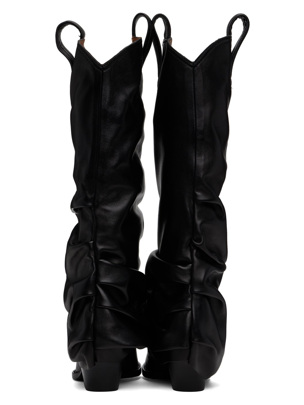 Black Mid Cowboy Sleeve Boots - 2