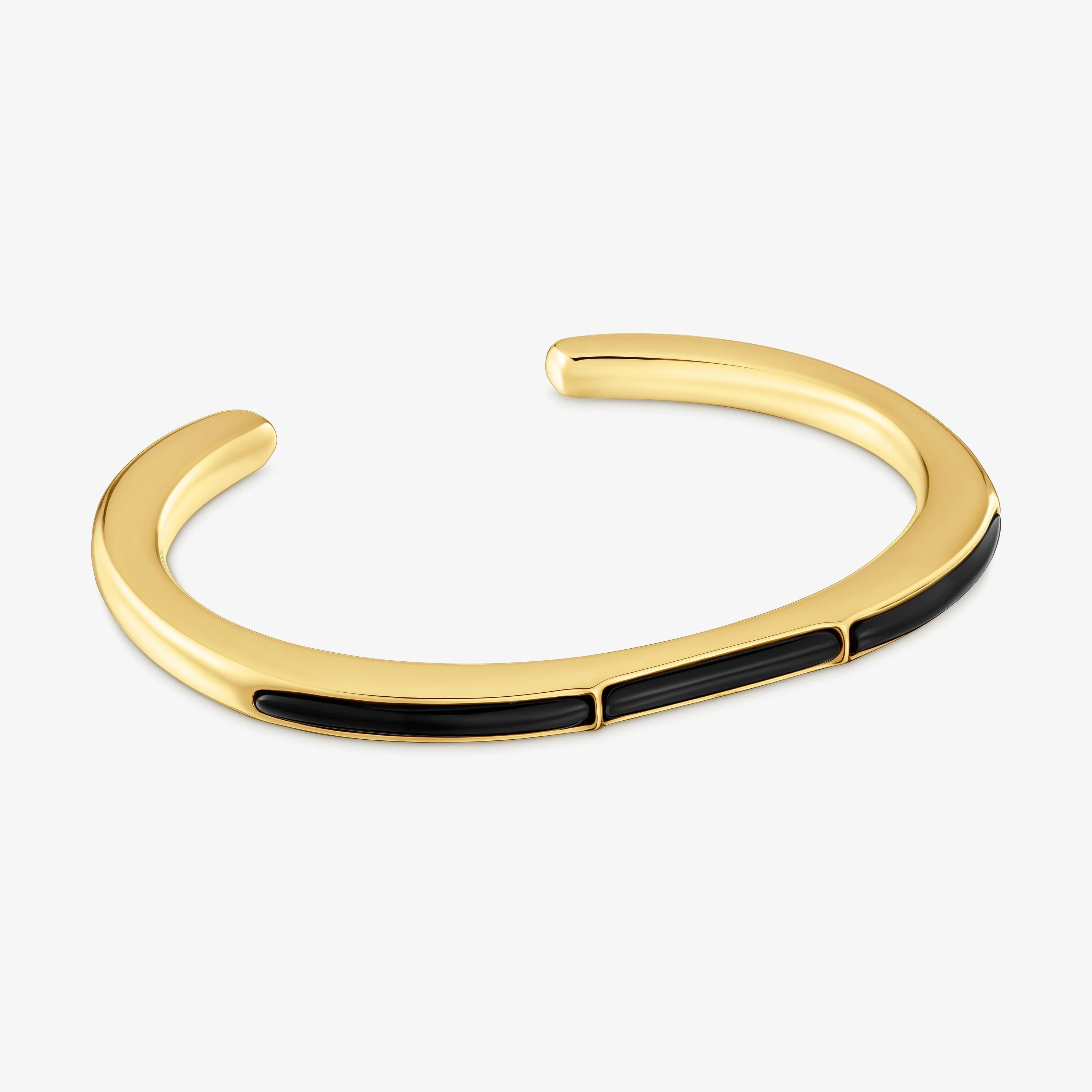Bangle with 18K gold vermeil and onyx Line - 1