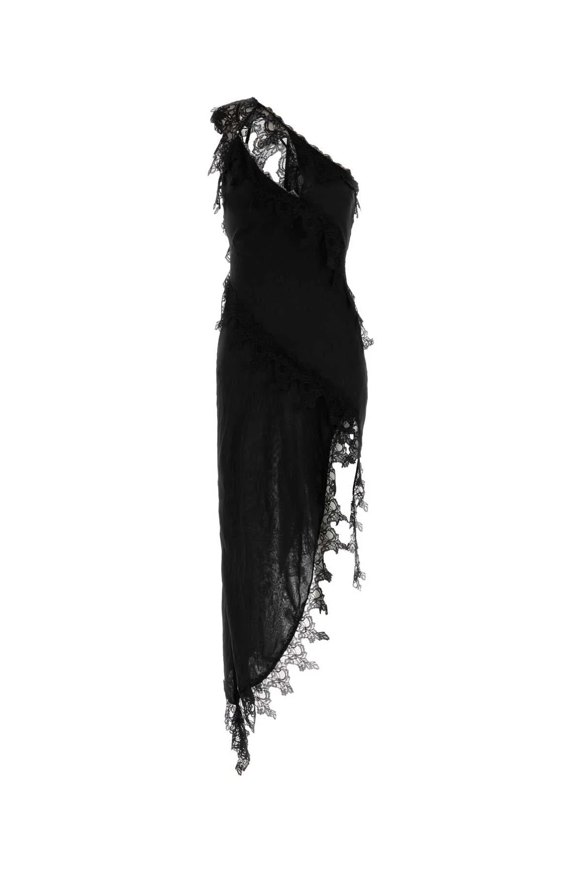 Blumarine Women Black Chiffon One-Shoulder Dress - 1