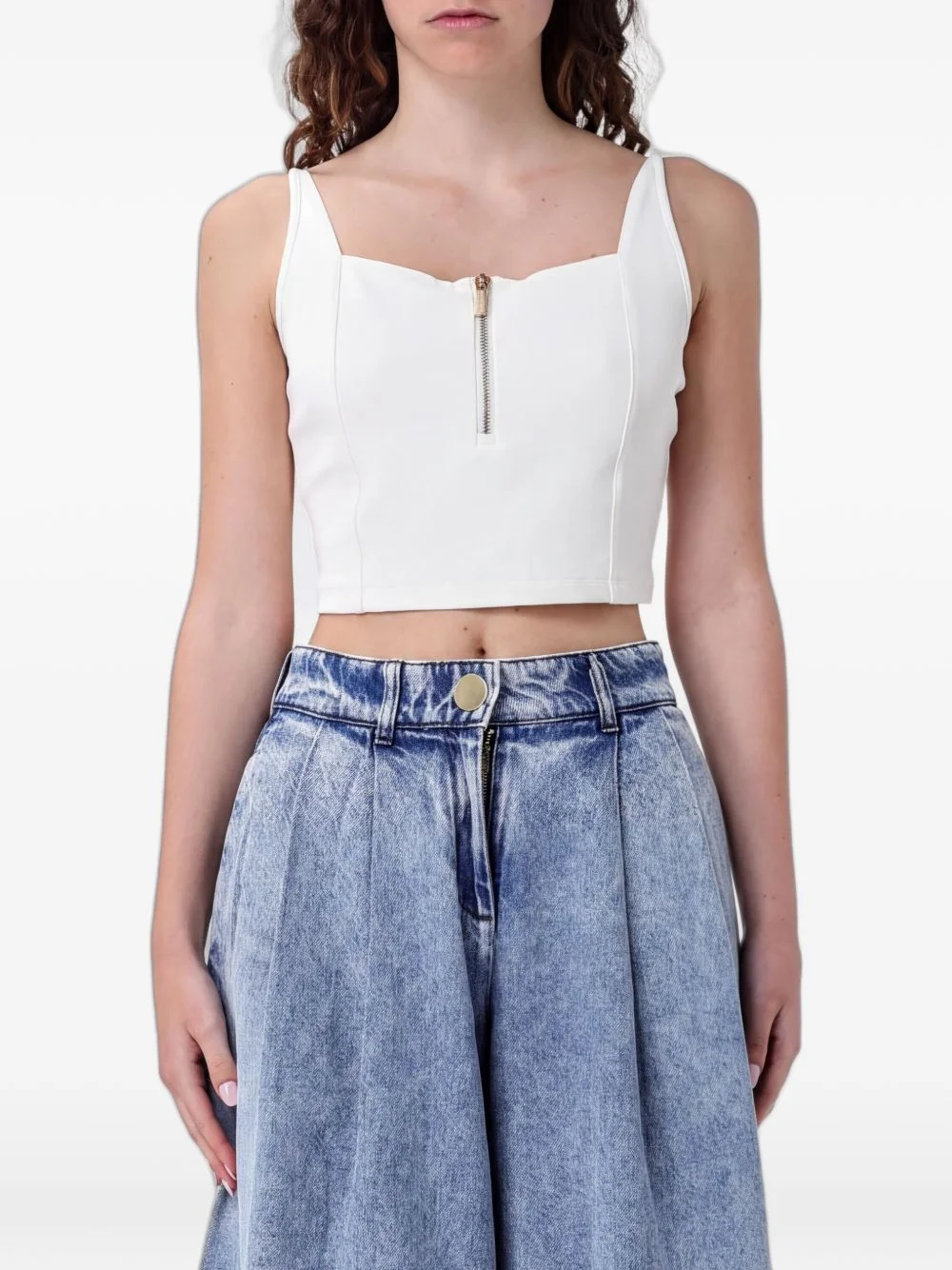 zip-fastening cropped top - 1