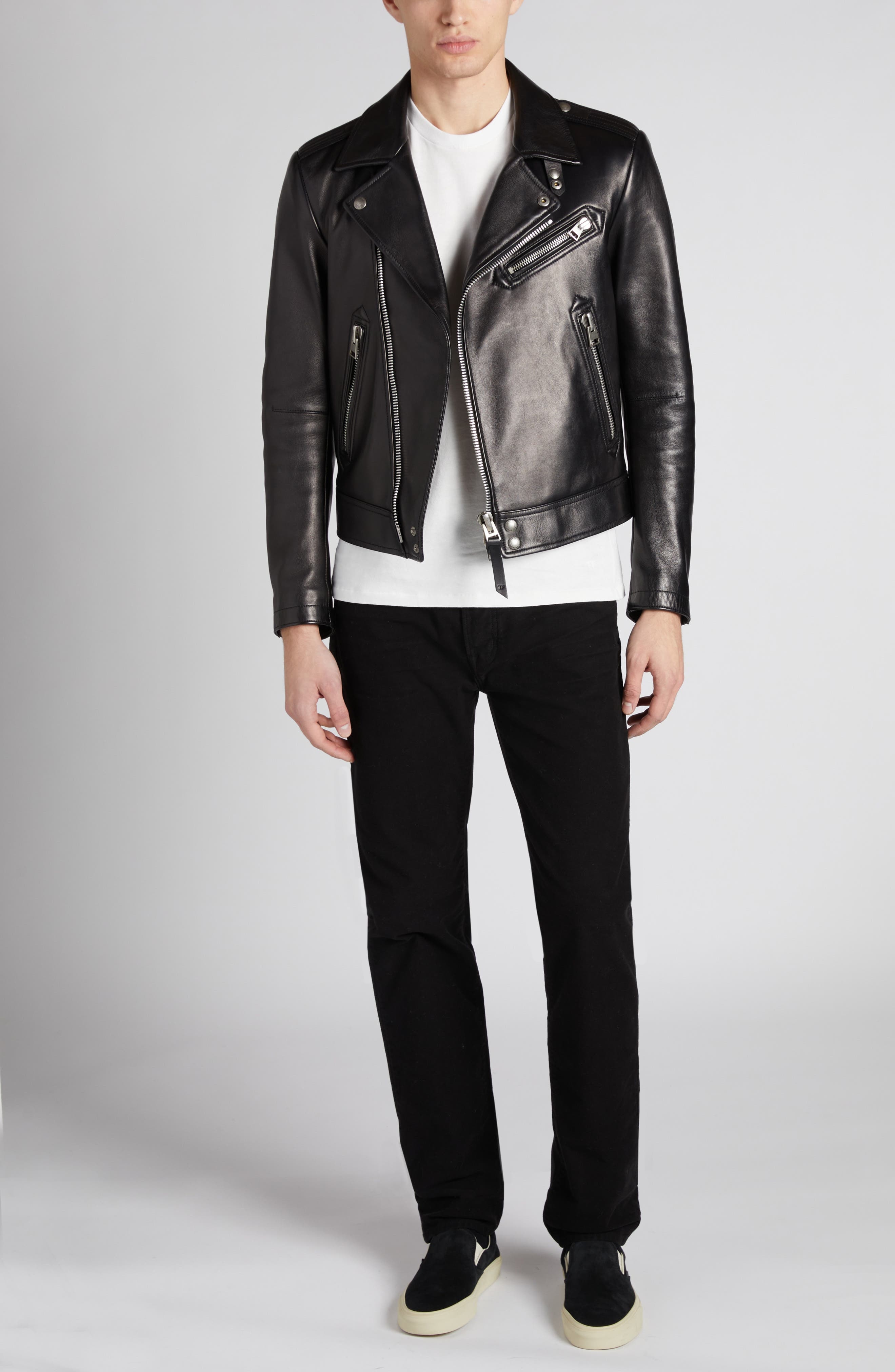 Quilted Lining Lambskin Leather Biker Jacket - 2