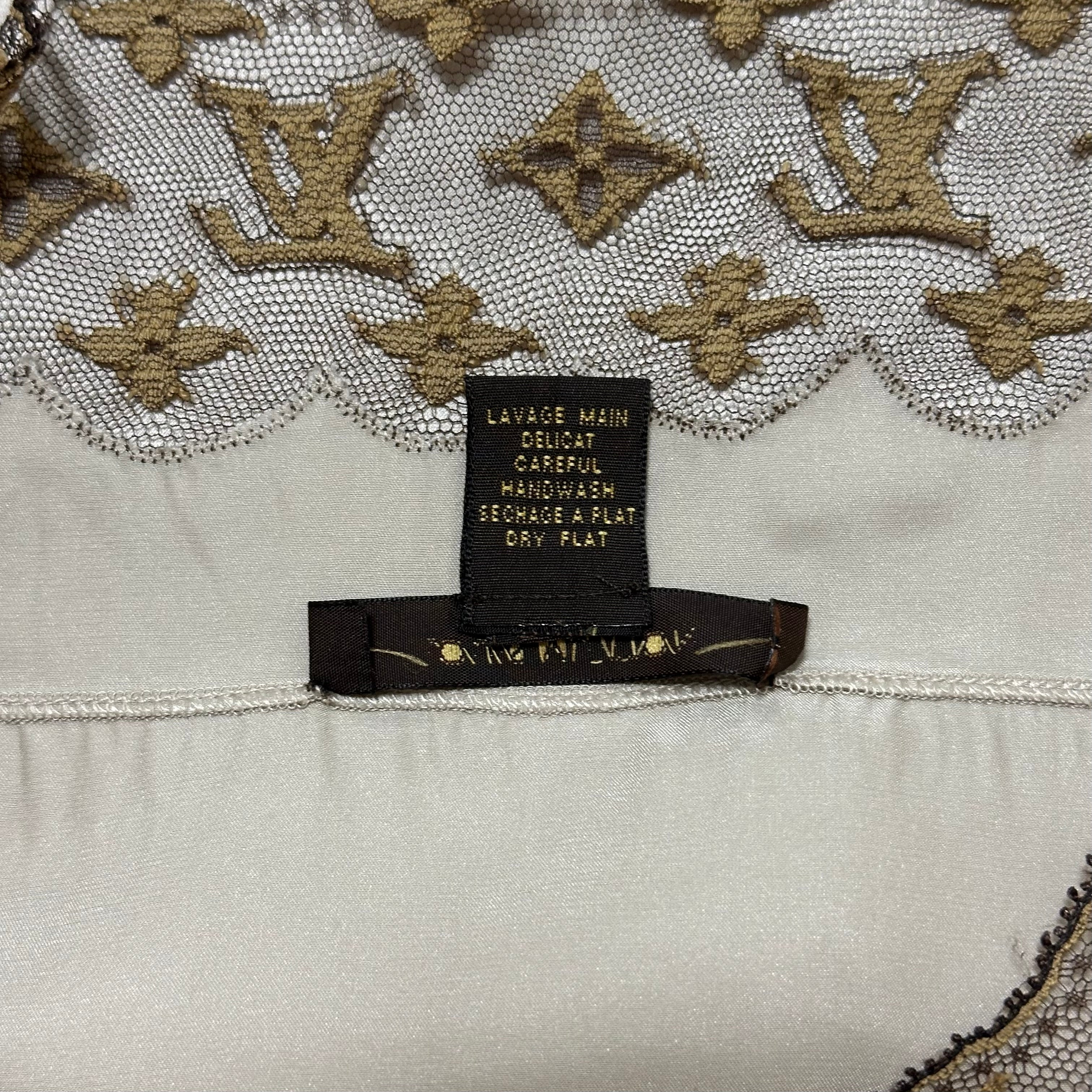LOUIS VUITTON Silk Camisole with Monogram Lace Trim - 6