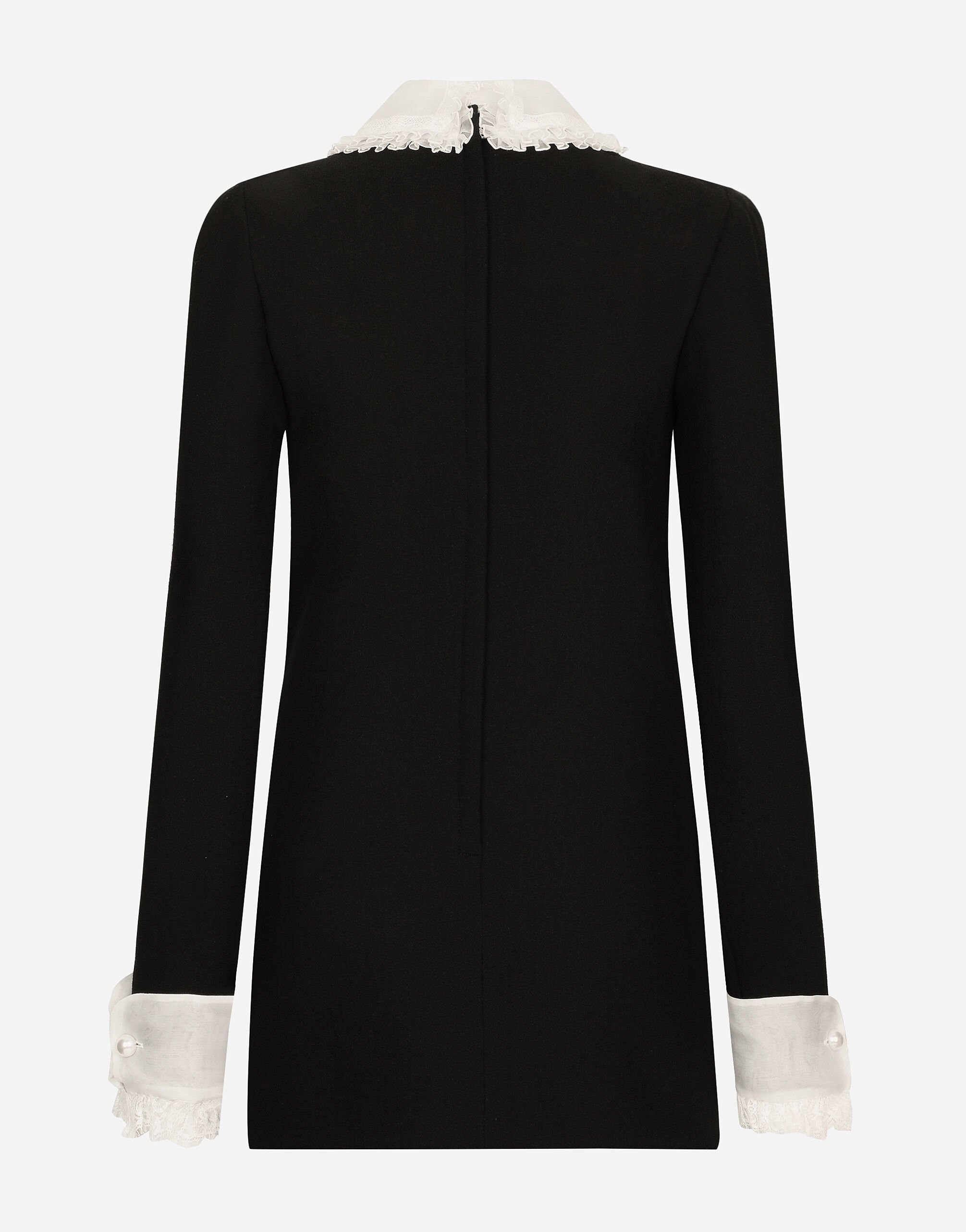 Short wool crepe dress with organza shirt front - 2