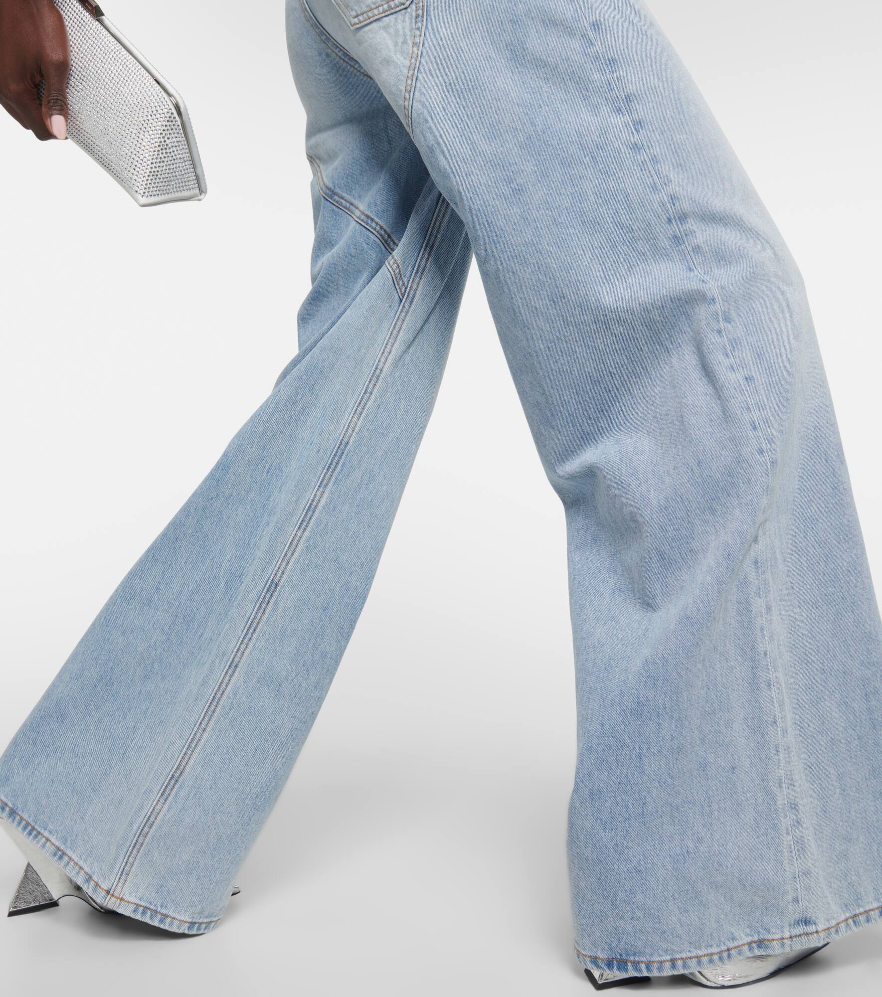 Cutout embellished high-rise wide-leg jeans - 5