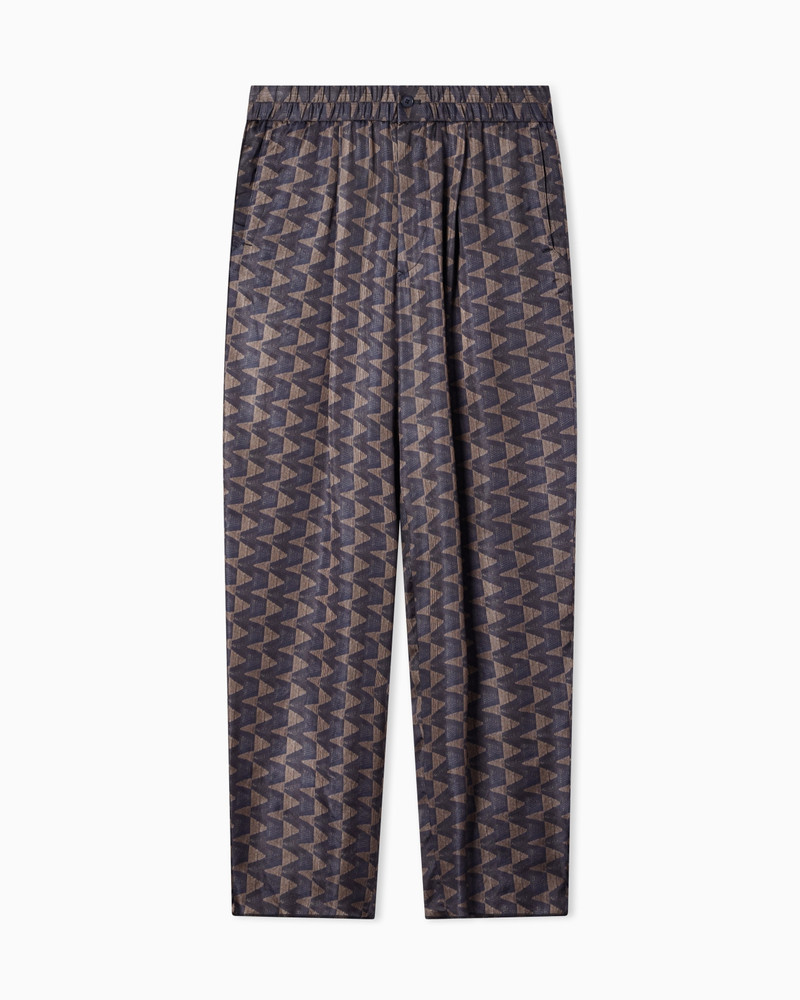 SINGLE-PLEAT TROUSERS IN GEOMETRIC-PRINT CUPRO CANVAS 1