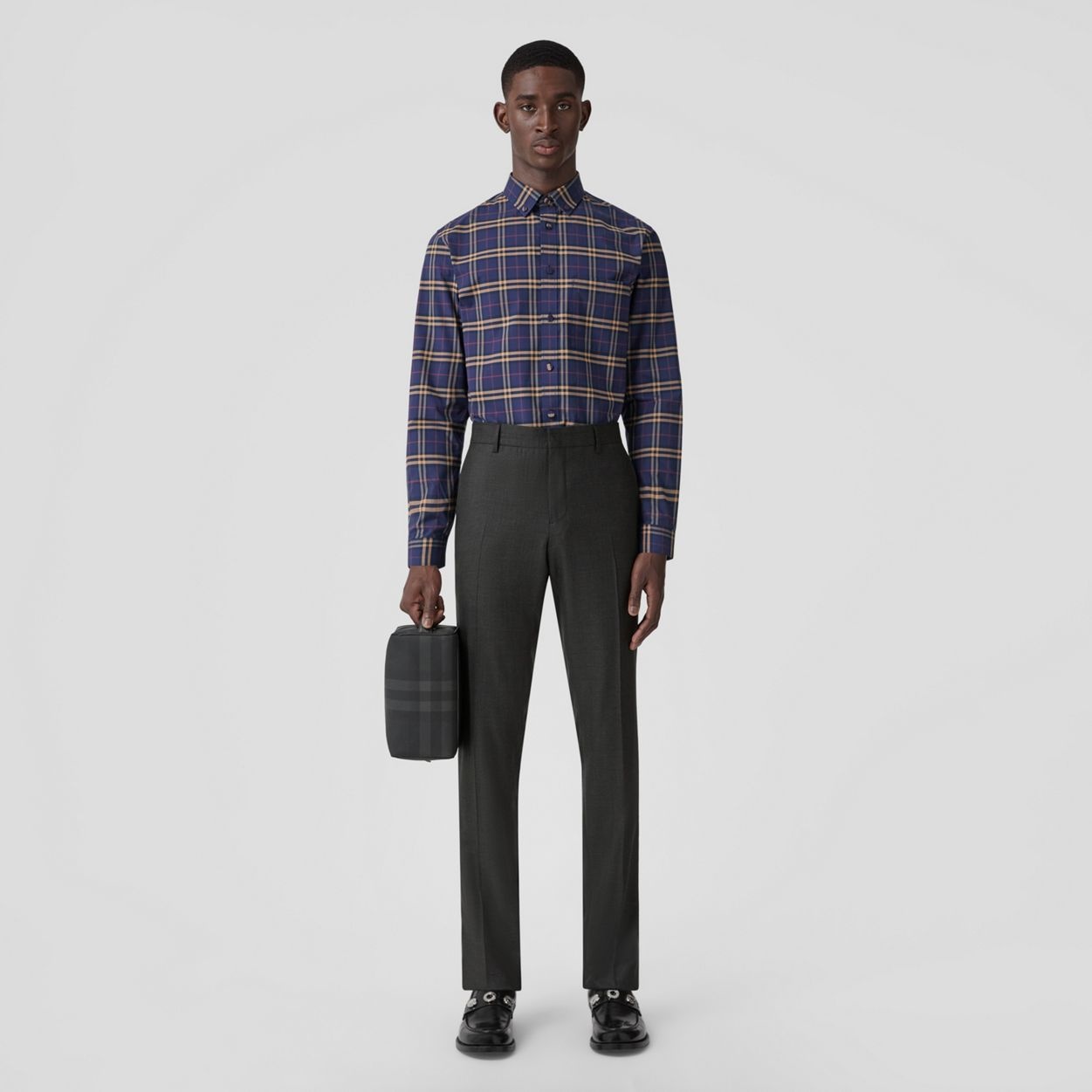 Slim Fit Check Stretch Cotton Shirt - 6