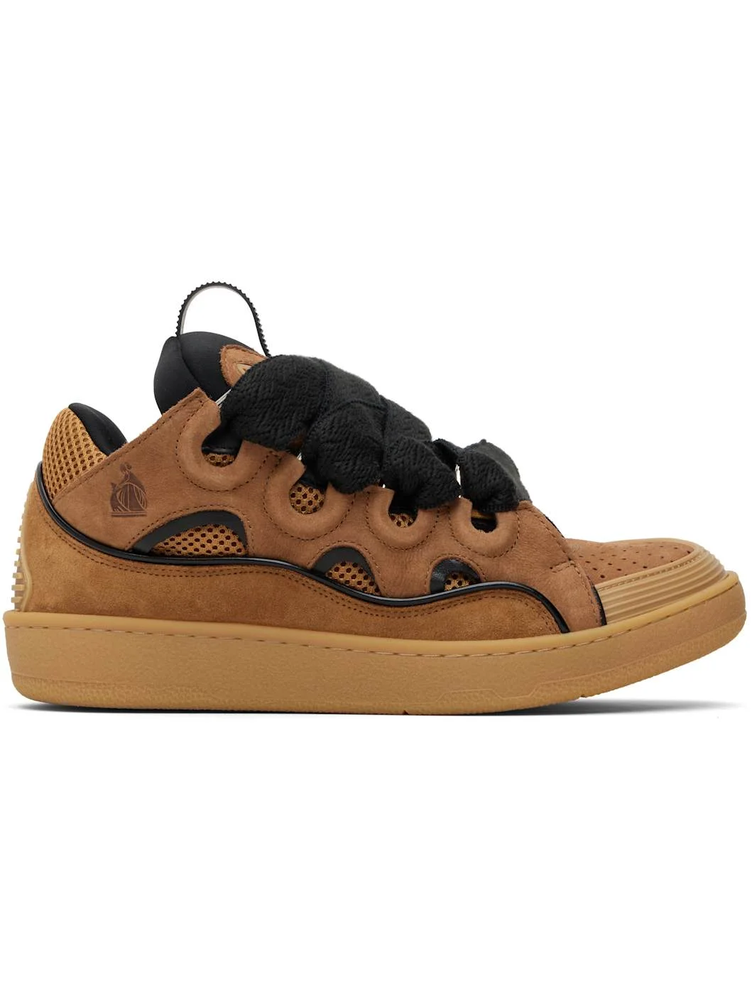 Tan & Black Curb Leather Sneakers - 1