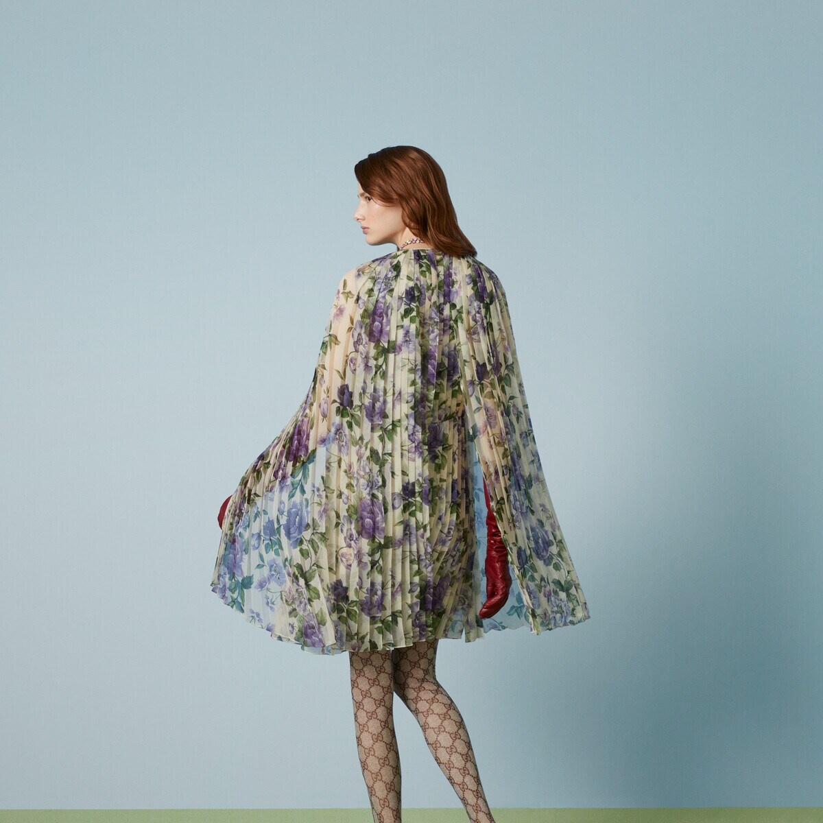 Floral print silk pleated dress - 6