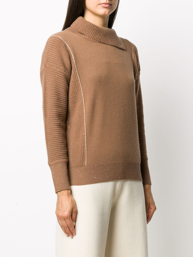 asymmetric high neck knitted jumper 3