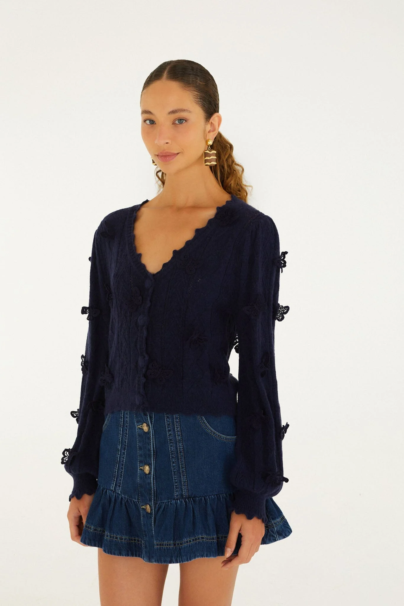 Richilieu 3D Butterflies Artisanal Knit Cardigan - 1