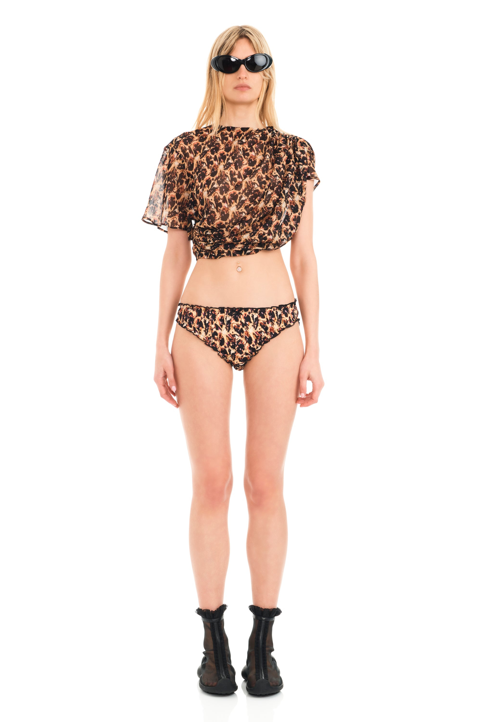 LEOPARD PEONY EVA DRAPED TOP - 3