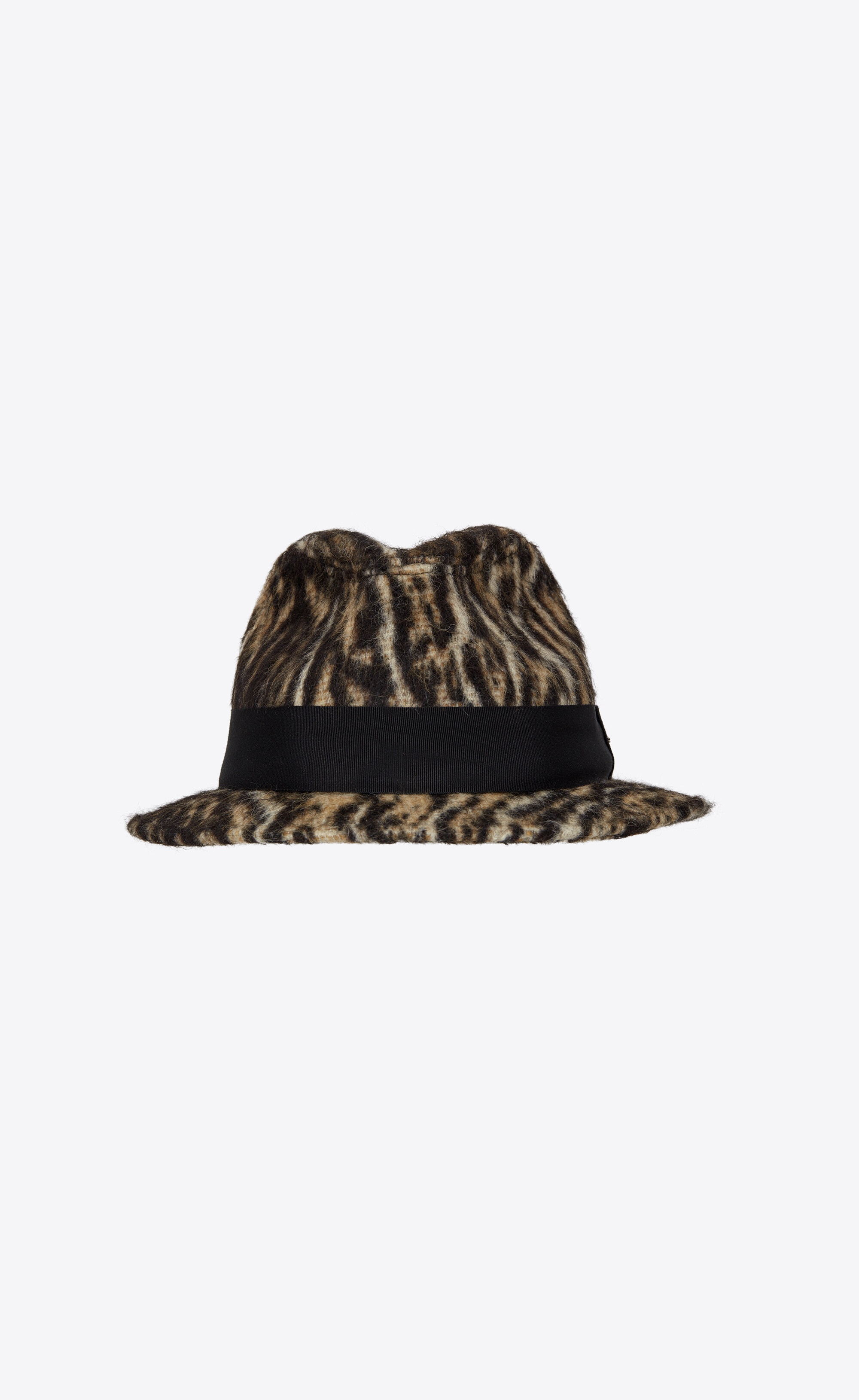 fedora hat in ocelot-print brushed wool felt - 2