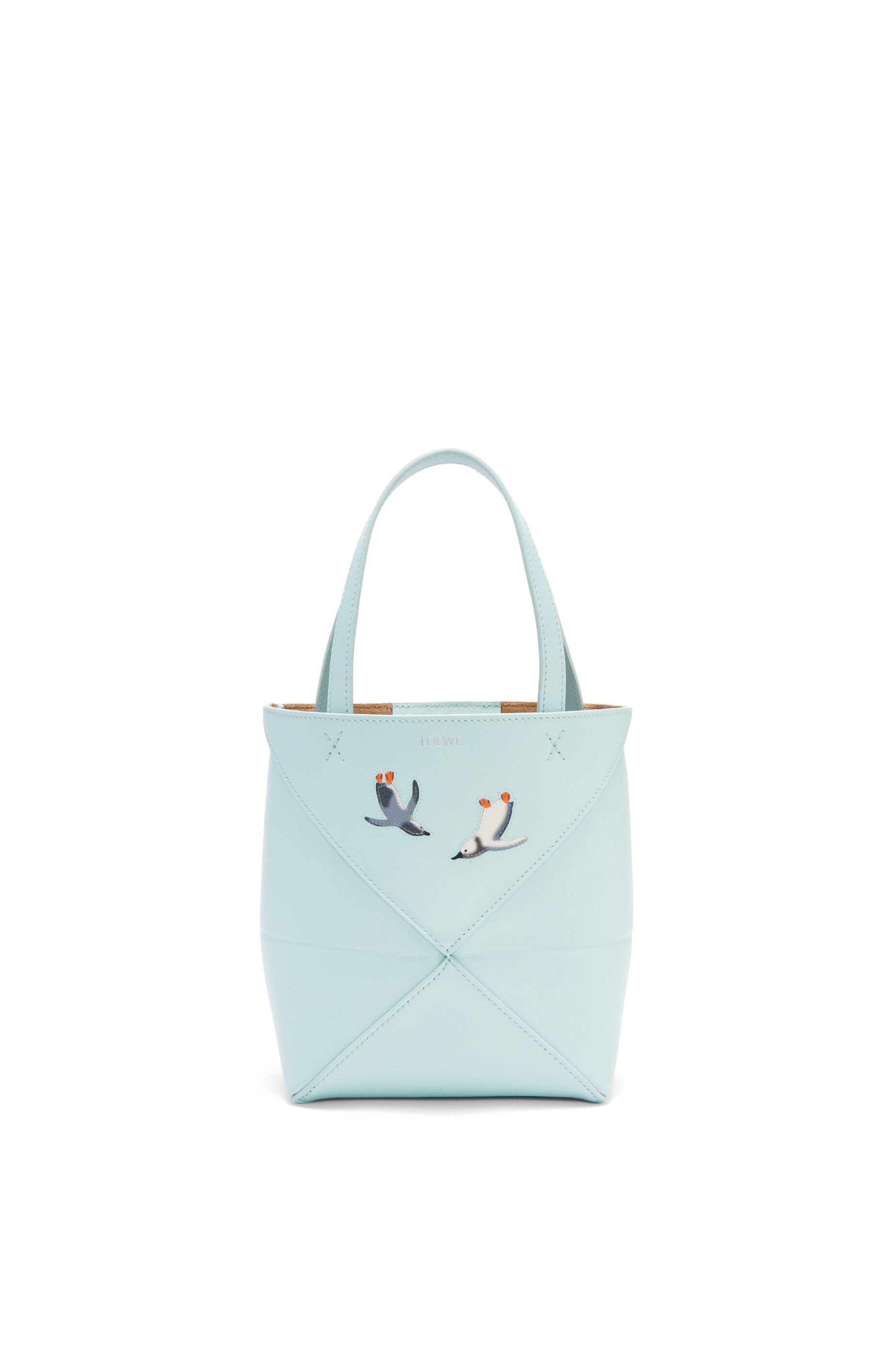Penguin mini Puzzle Fold tote in shiny calfskin - 1
