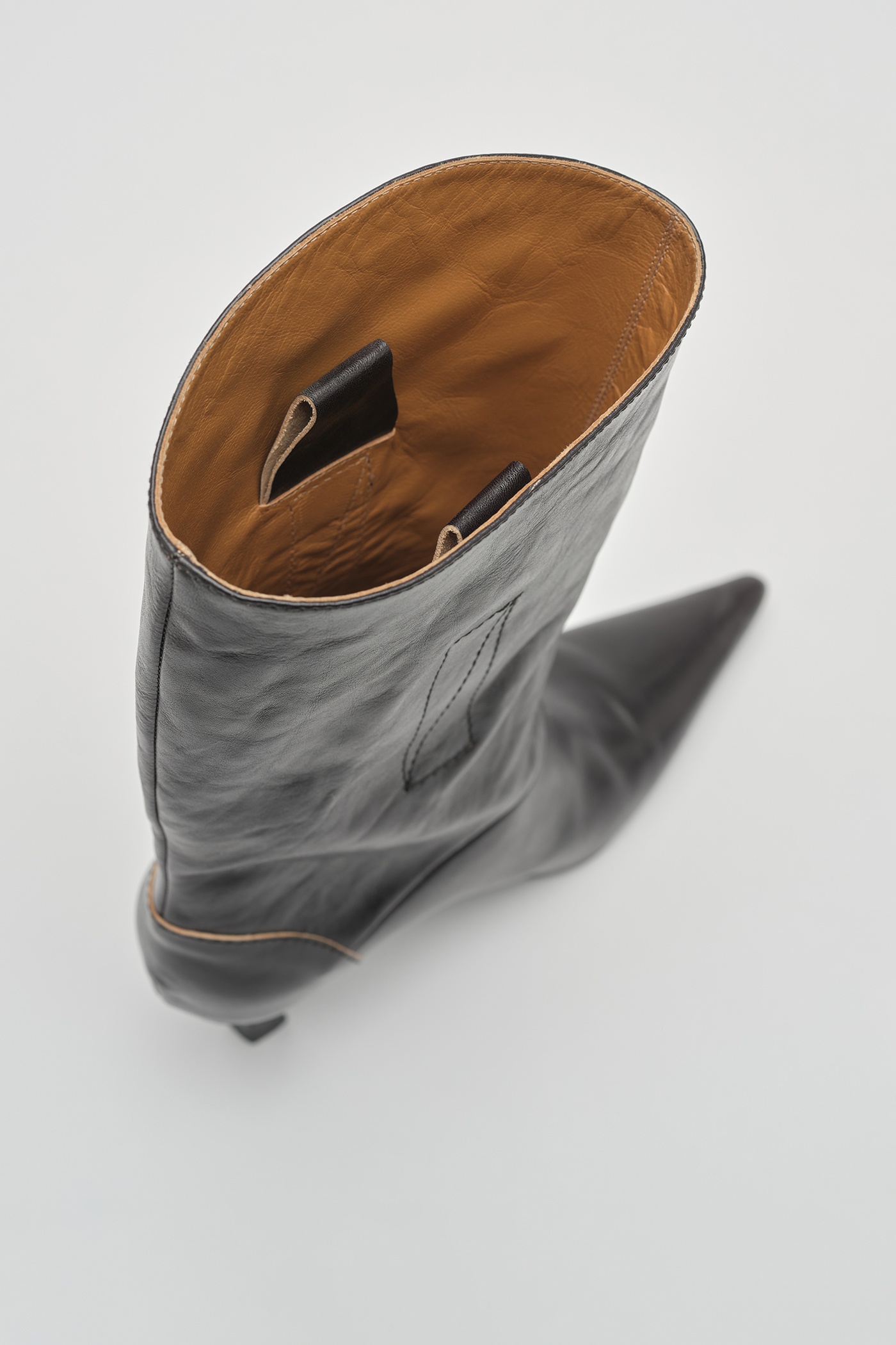 Envelope Boot Top Dyed Black Leather - 5
