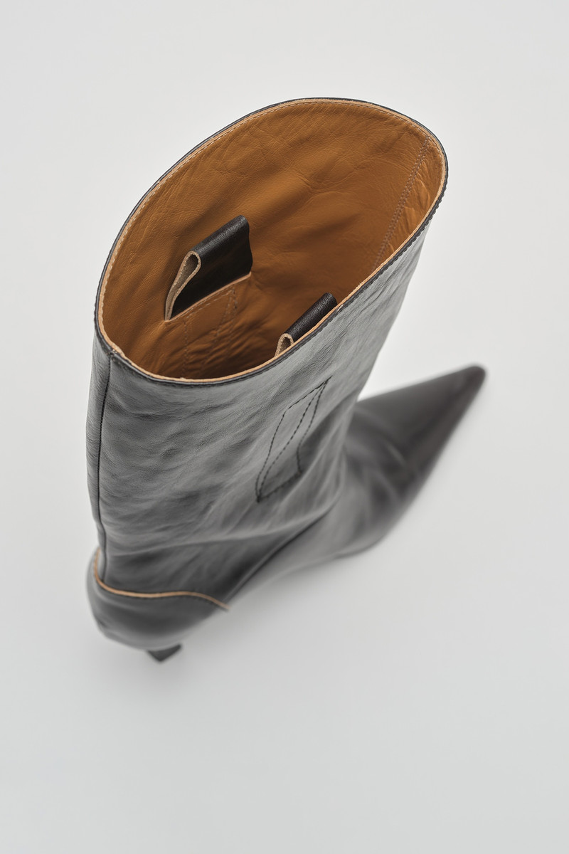 Envelope Boot Top Dyed Black Leather 5