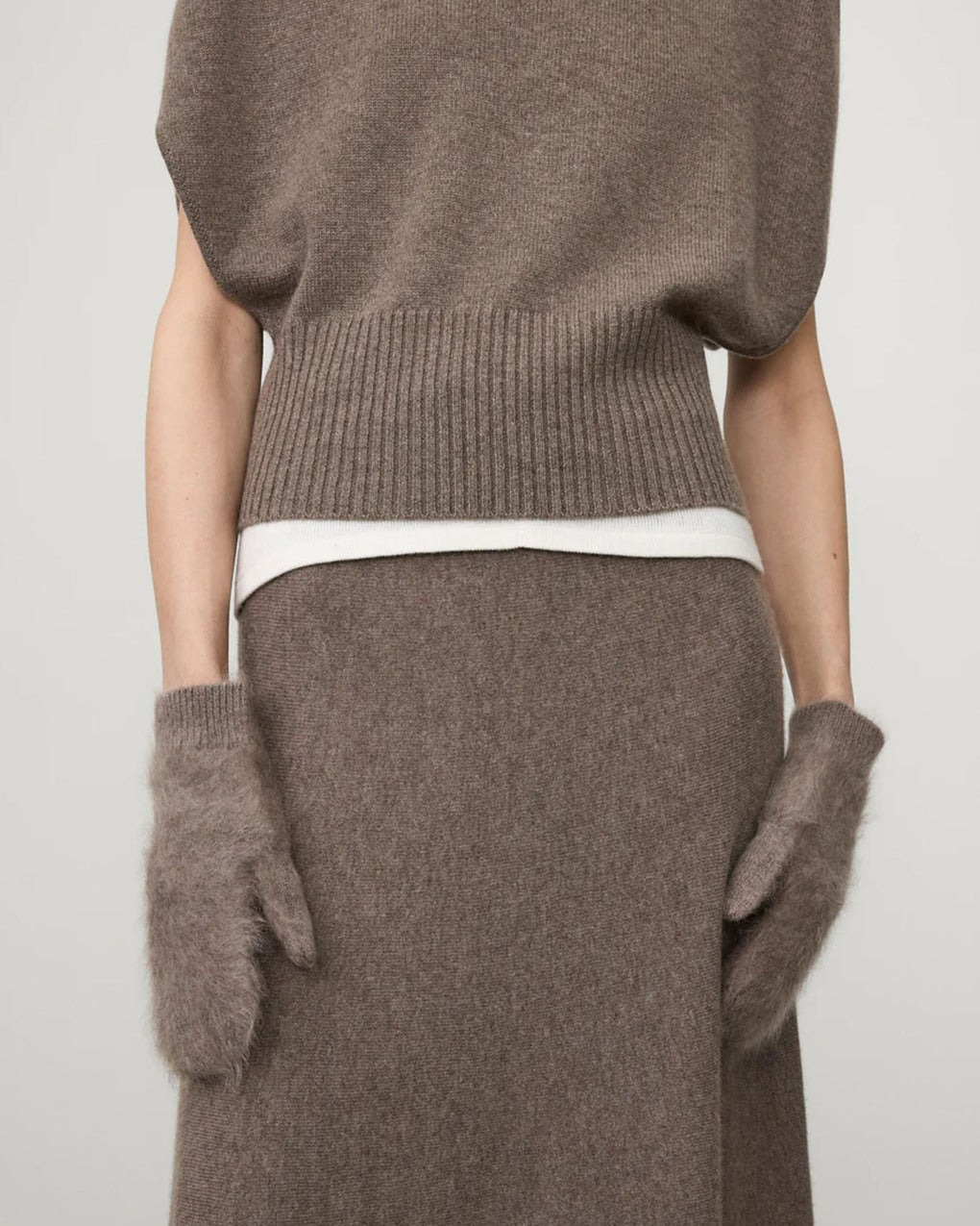 Brushed Mittens Cashmere Brown ONESIZE - 2