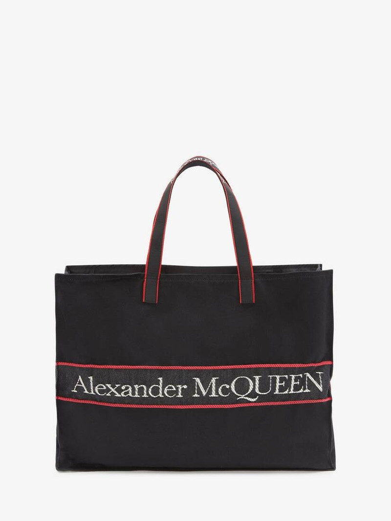 East West Selvedge Tote in Black/red 1