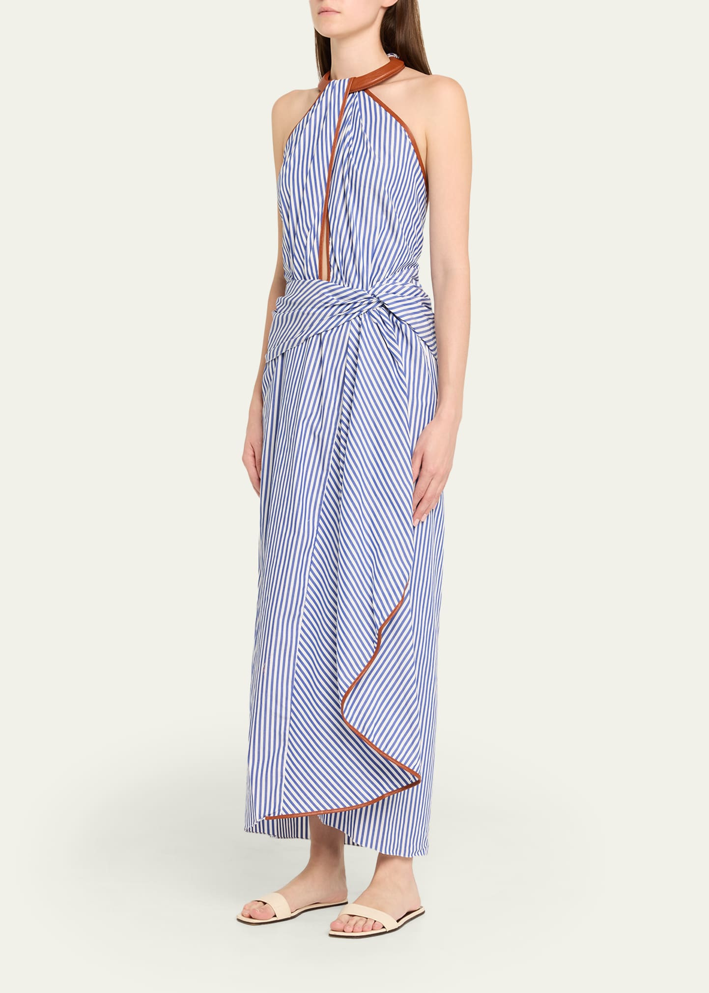 Centro Del Cielo Striped Halter Ankle Dress - 4