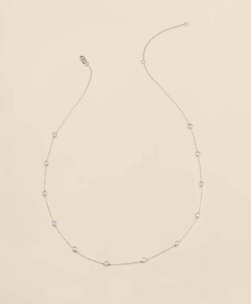 1 CT. Lab-Grown Diamond 14k White Gold Station Necklace - 1
