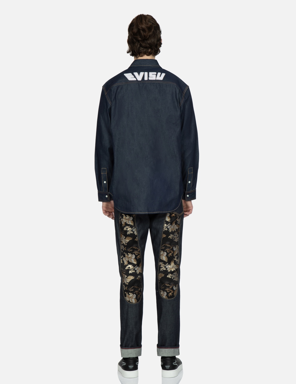SAMURAI-PATTERN KAMON AND SEAGULL DENIM SHIRT - 6