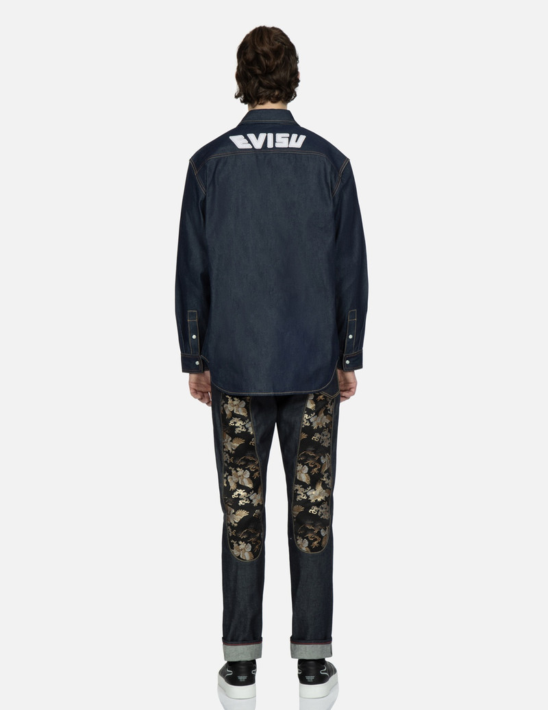 EVISU SAMURAI-PATTERN KAMON AND SEAGULL DENIM SHIRT outlook