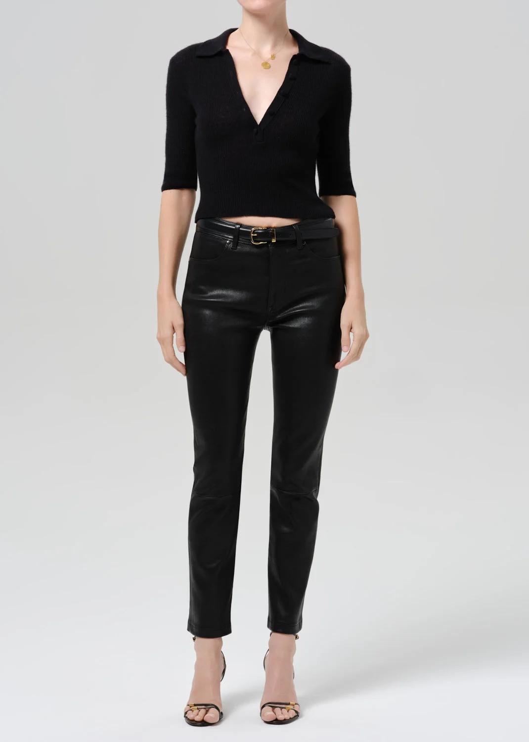 Amelie Polo Sweater In Black - 1