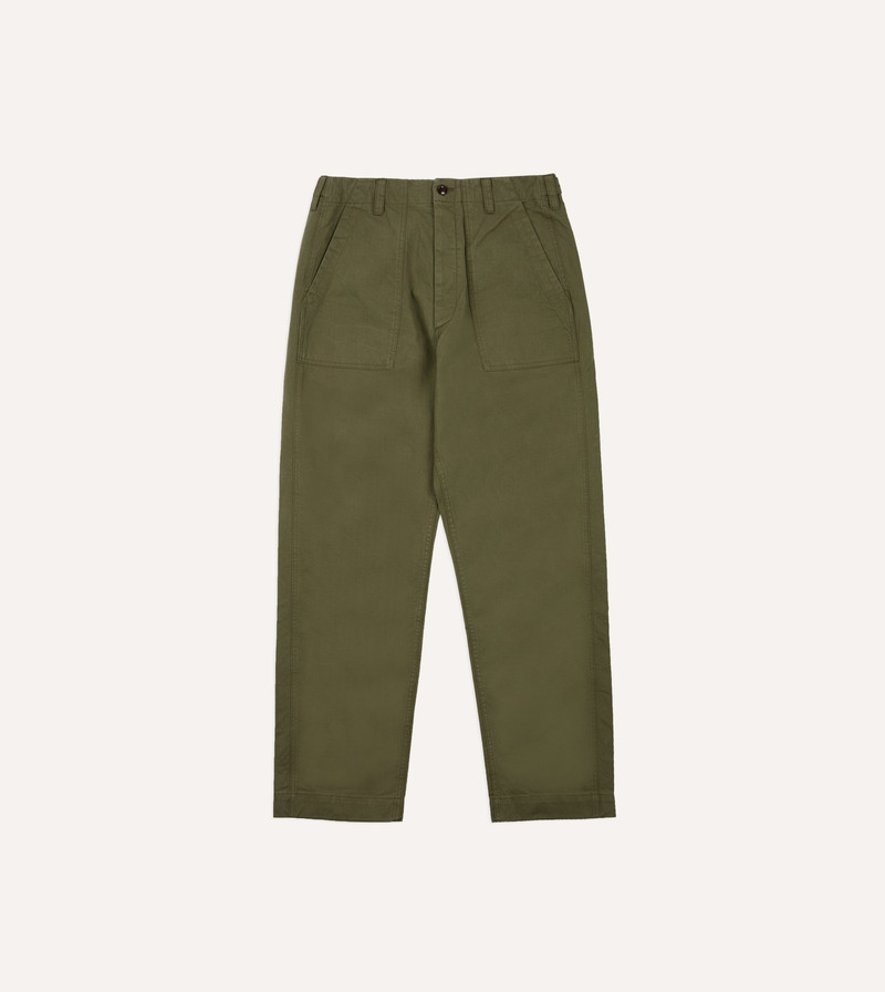 Khaki Cotton Twill Fatigue Trouser - 1