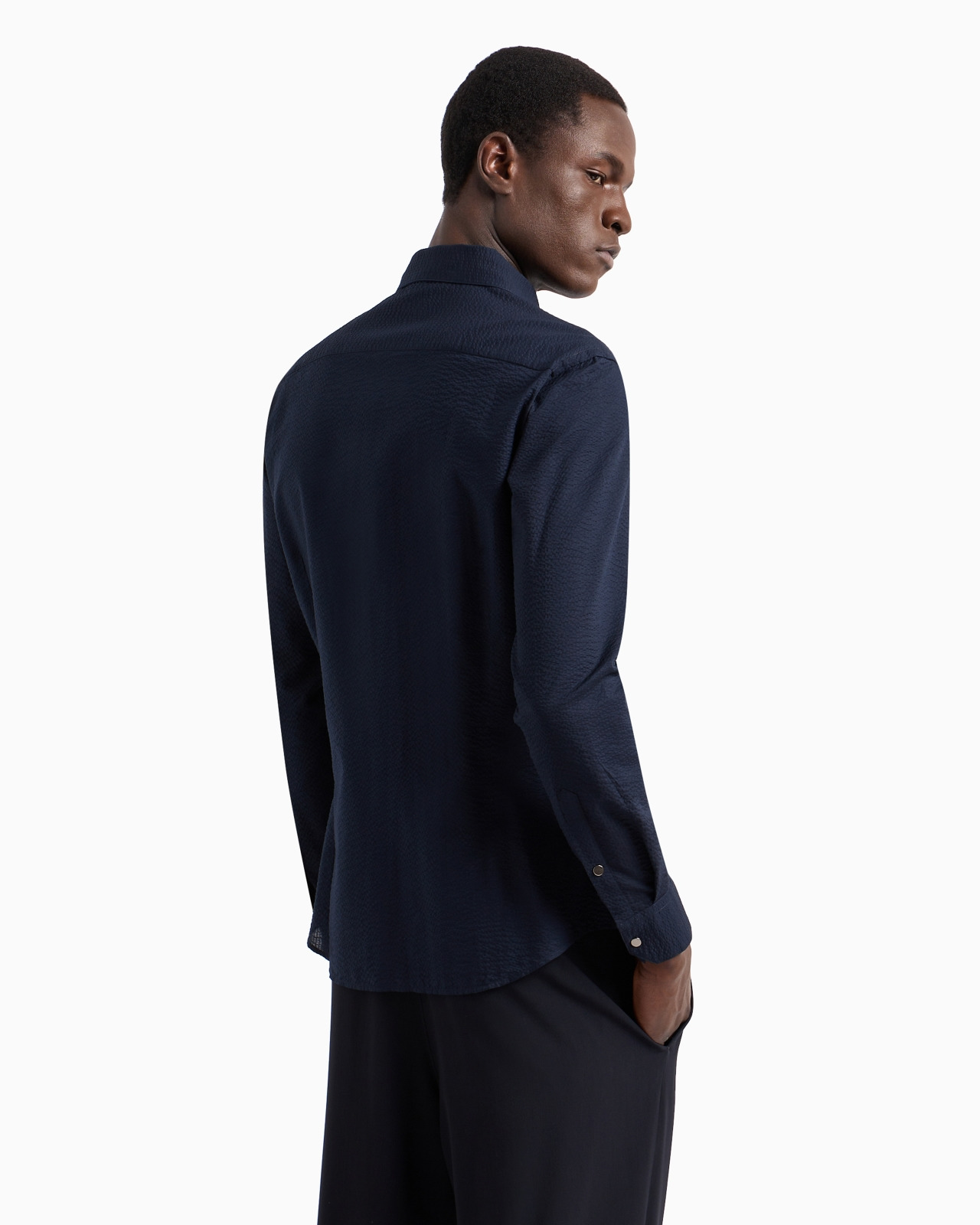 Slim-fit cotton seersucker shirt with zip - 3