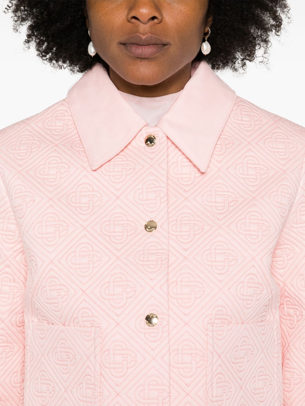 logo-quilted shirt jacket - 5