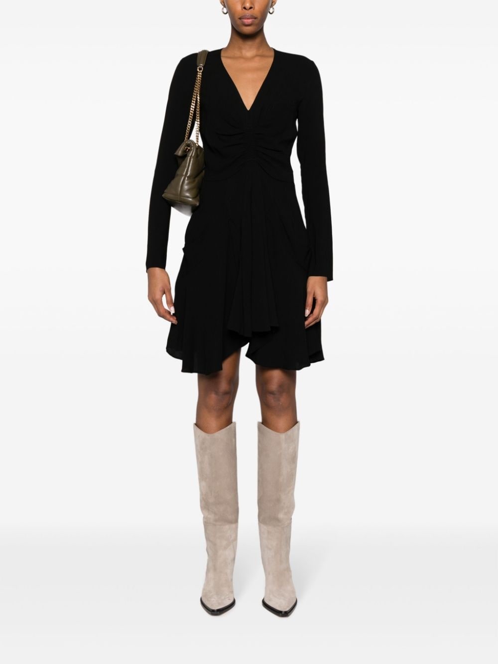 V-neck draped midi dress - 2