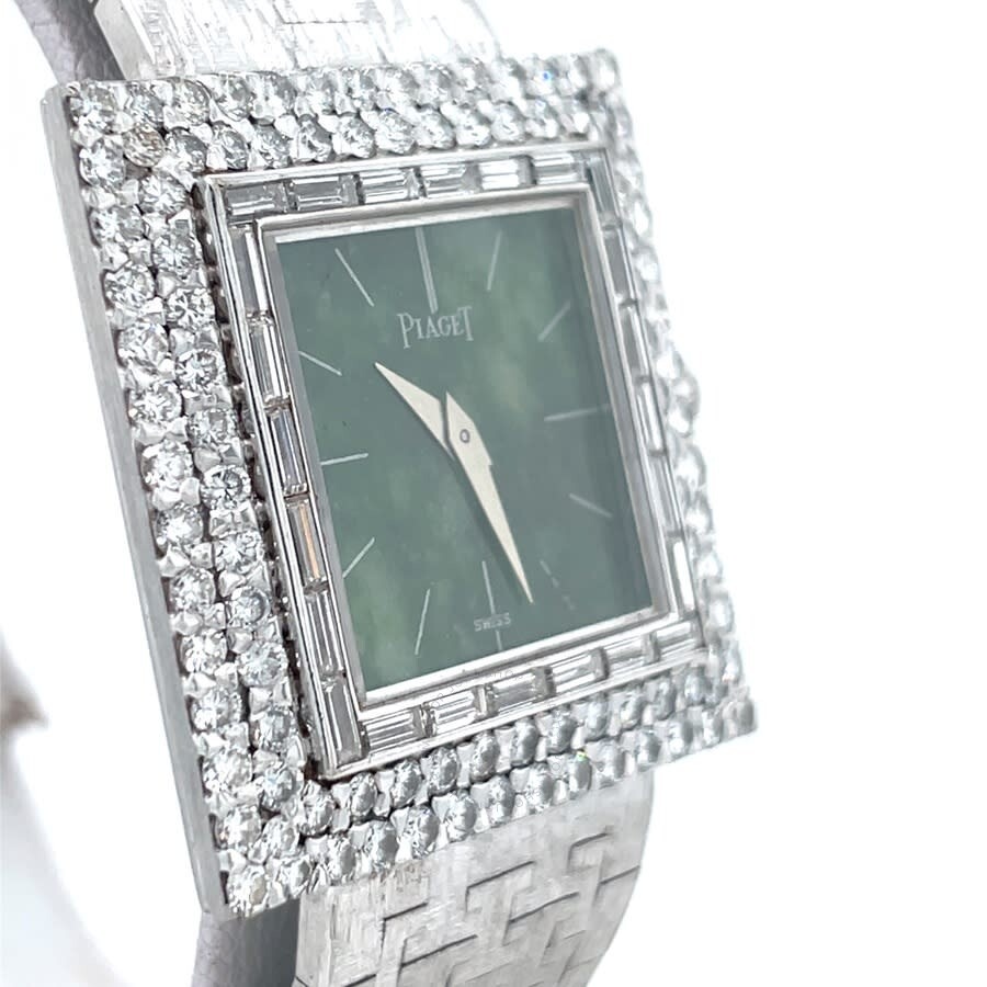 Pre-owned Piaget Vintage Hand Wind Diamond Green Dial Ladies Watch 9209A67 - 3