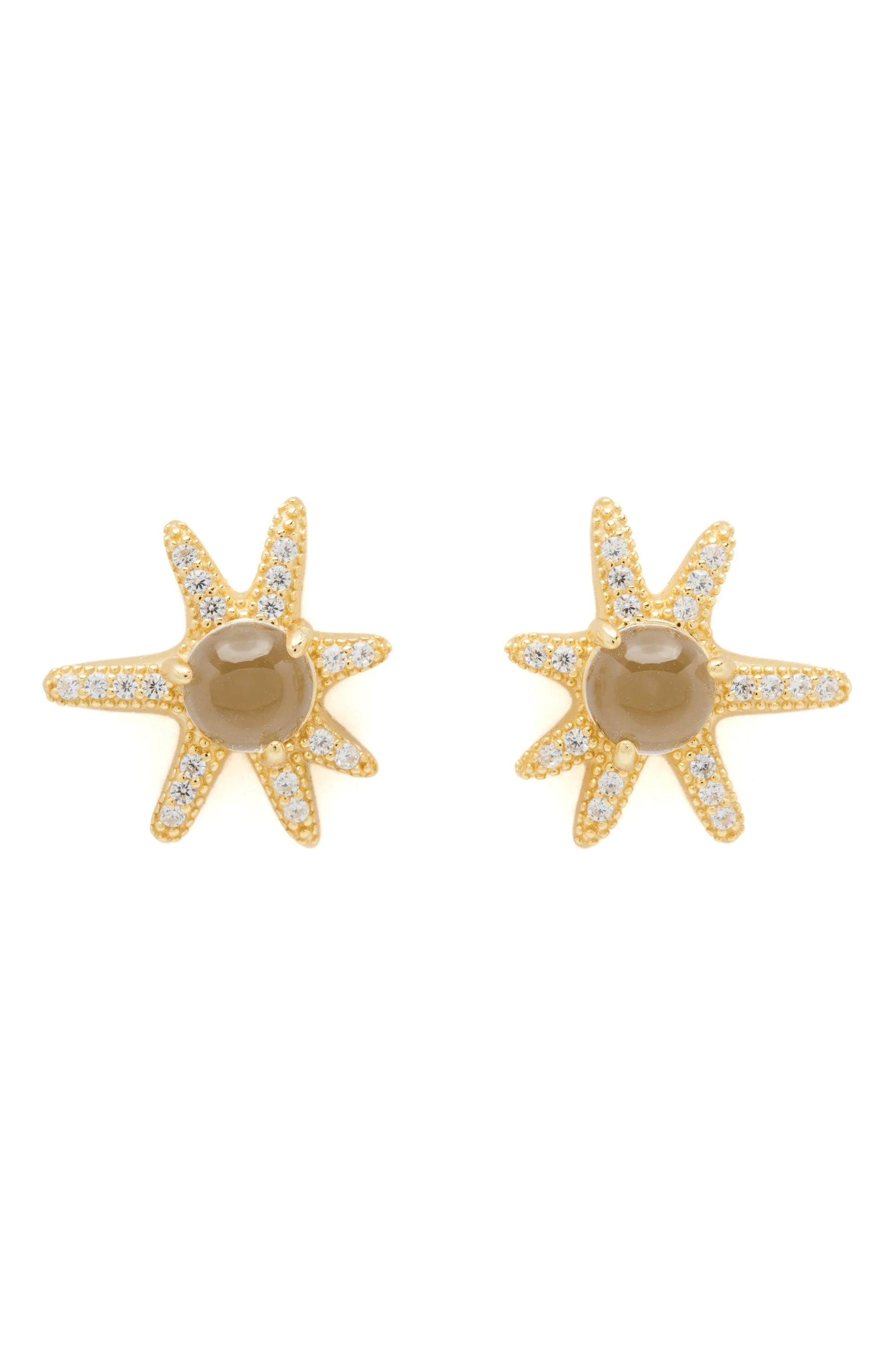 GOLD CLEAR ASTER EARRINGS - 1