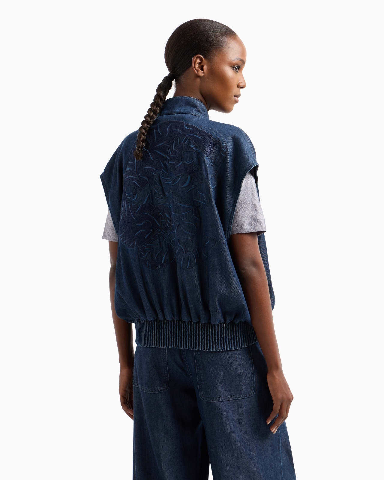 DENIM COLLECTION LYOCELL SLEEVELESS BLOUSON - 3