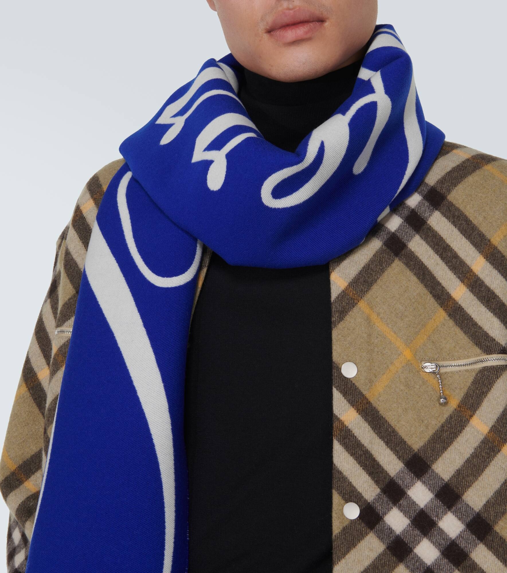 Intarsia wool and silk scarf - 3