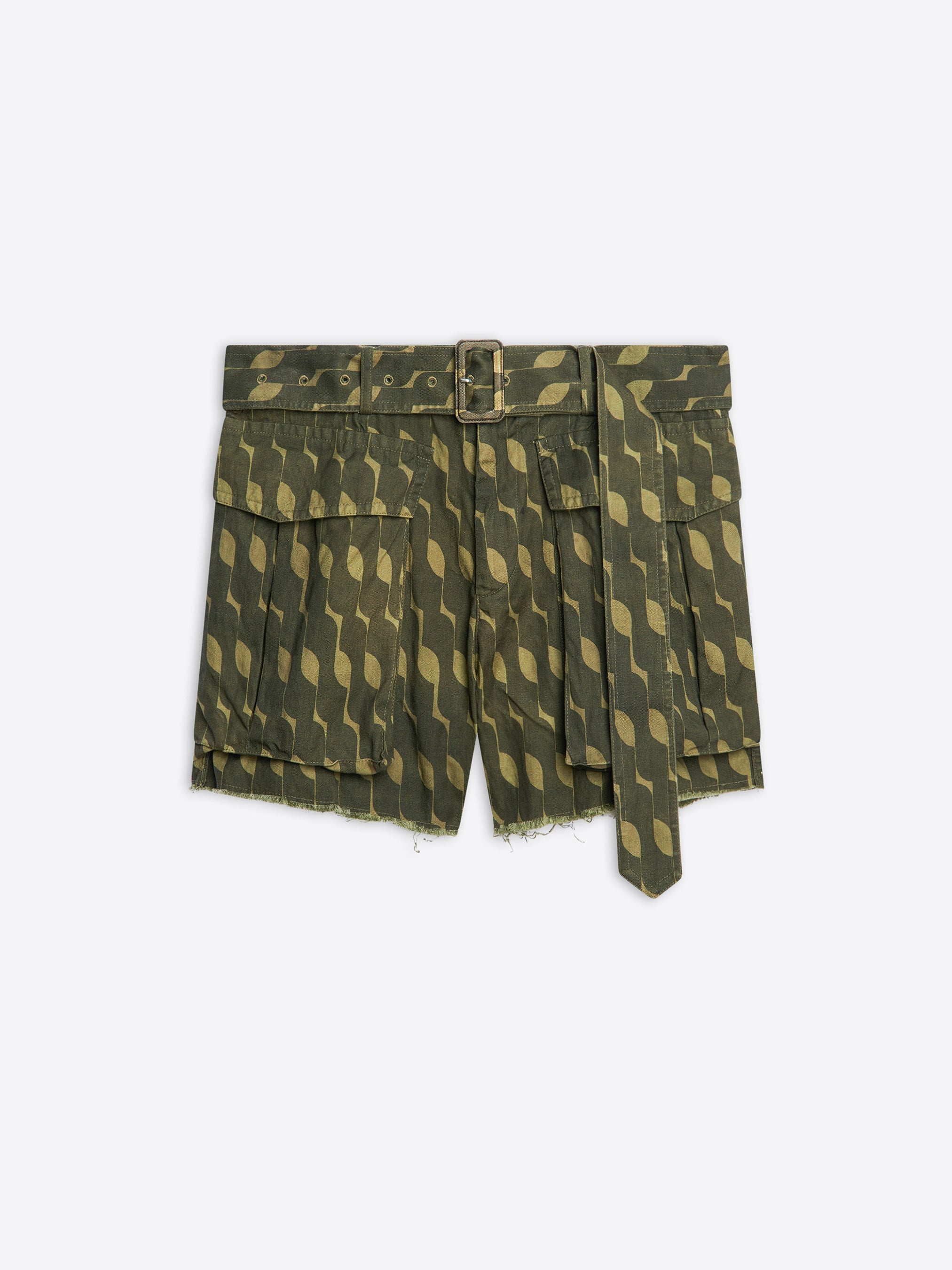 BELTED COTTON SHORTS - 1
