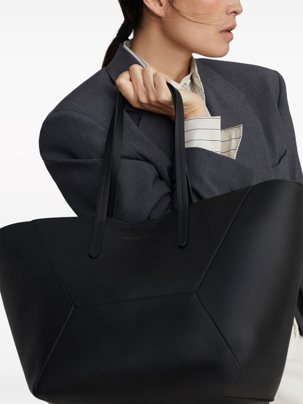 Monili chain-detail leather tote bag - 2
