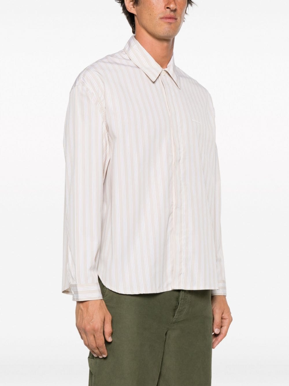 striped-pattern cotton shirt - 4