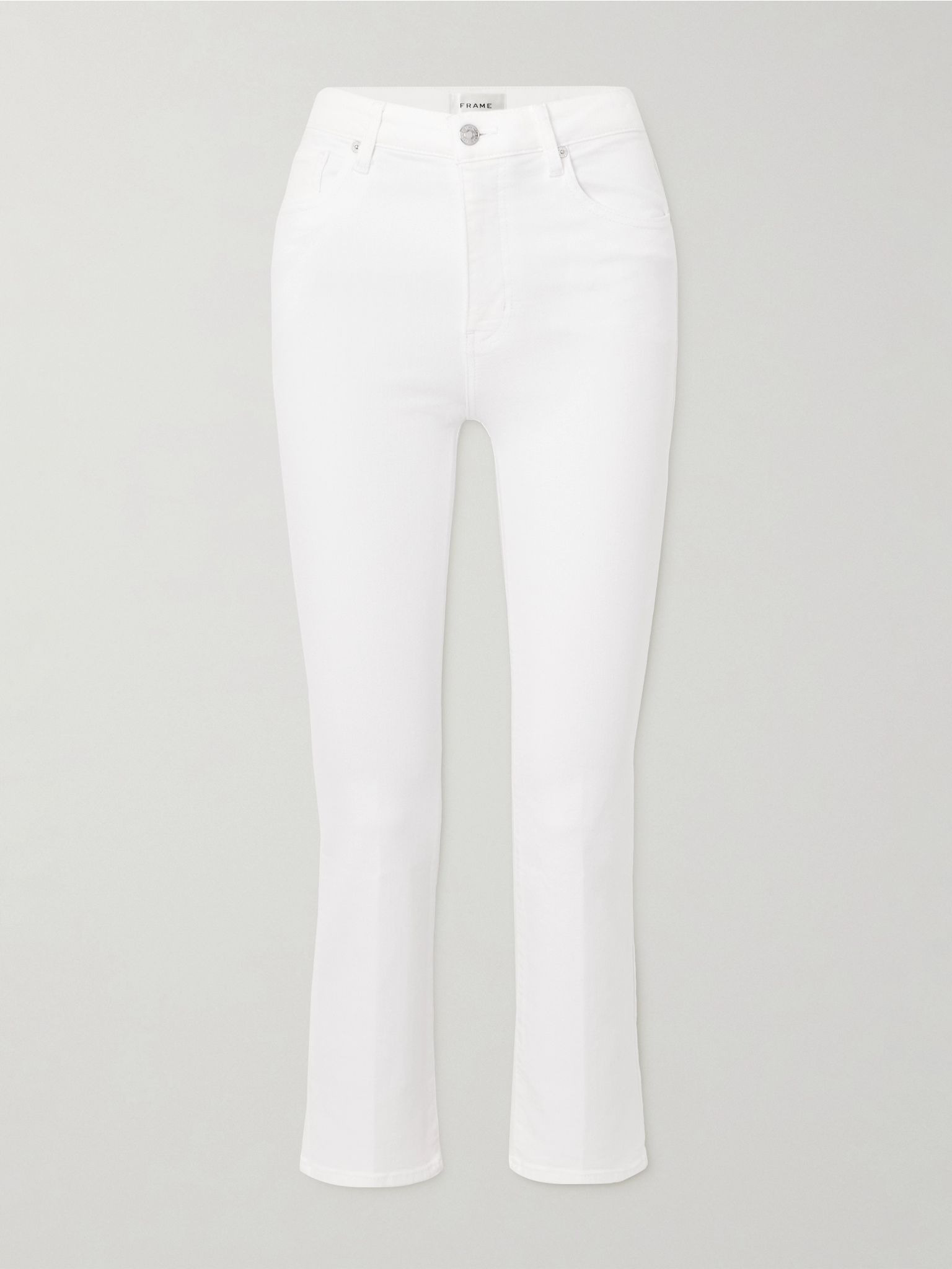 Reboot Crop stretch high-rise flared recycled jeans White - 1