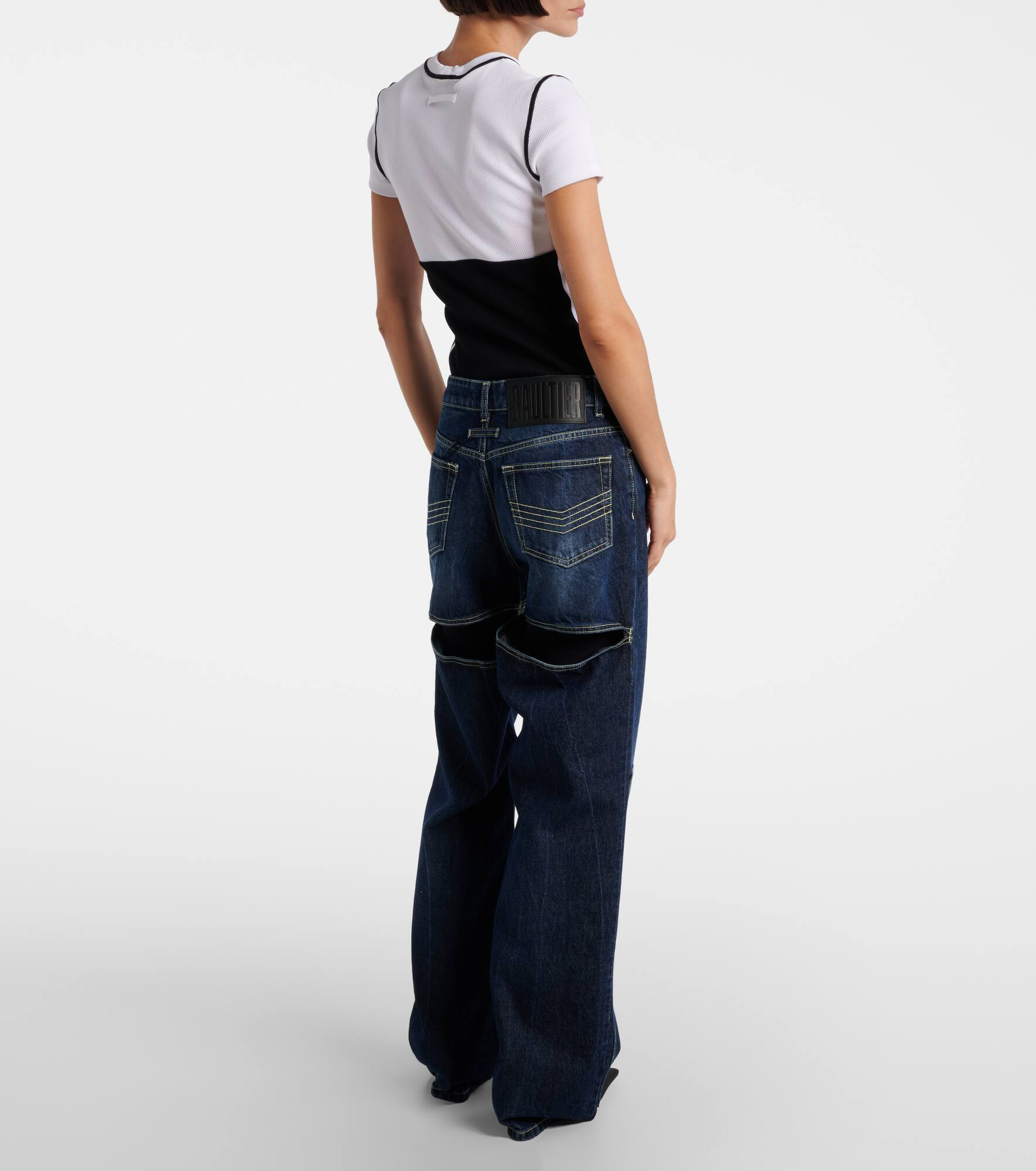 Cutout high-rise wide-leg jeans - 3