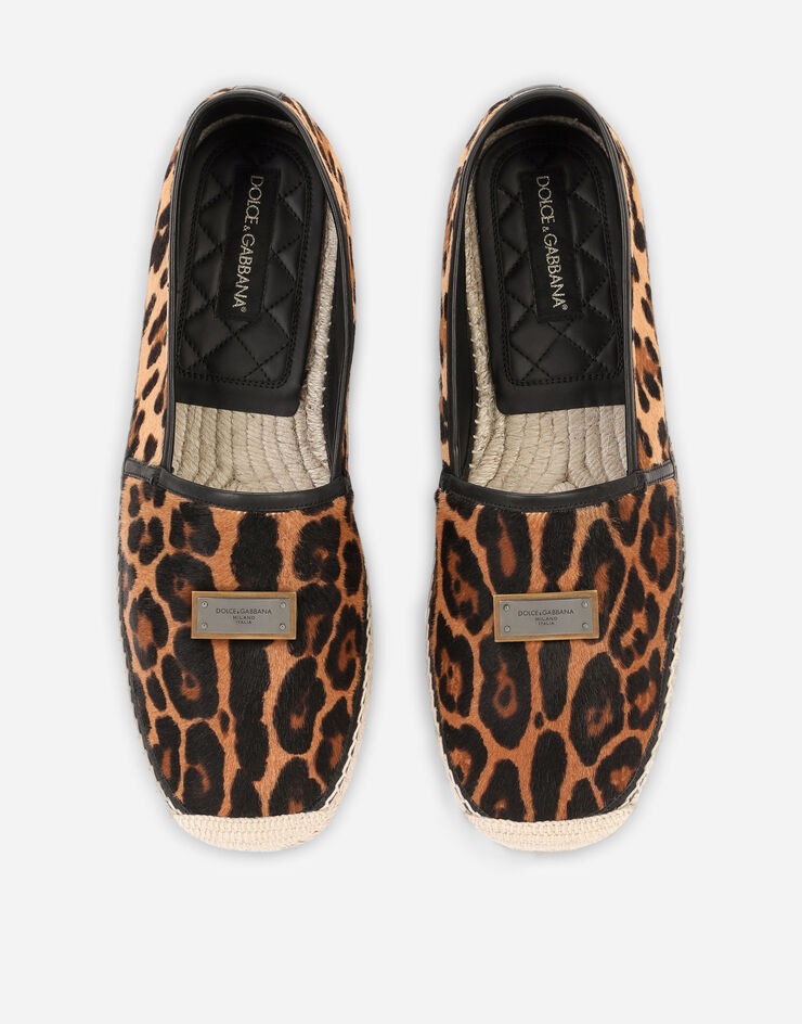 Leopard-print pony hair espadrilles with branded plate - 4