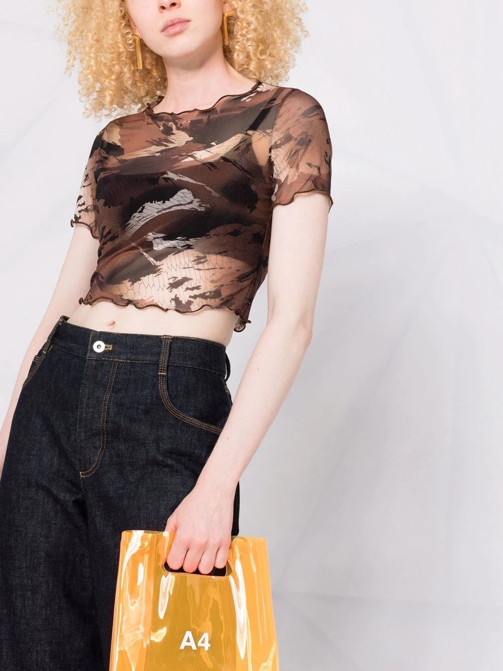 Camo mesh cropped T-shirt - 5