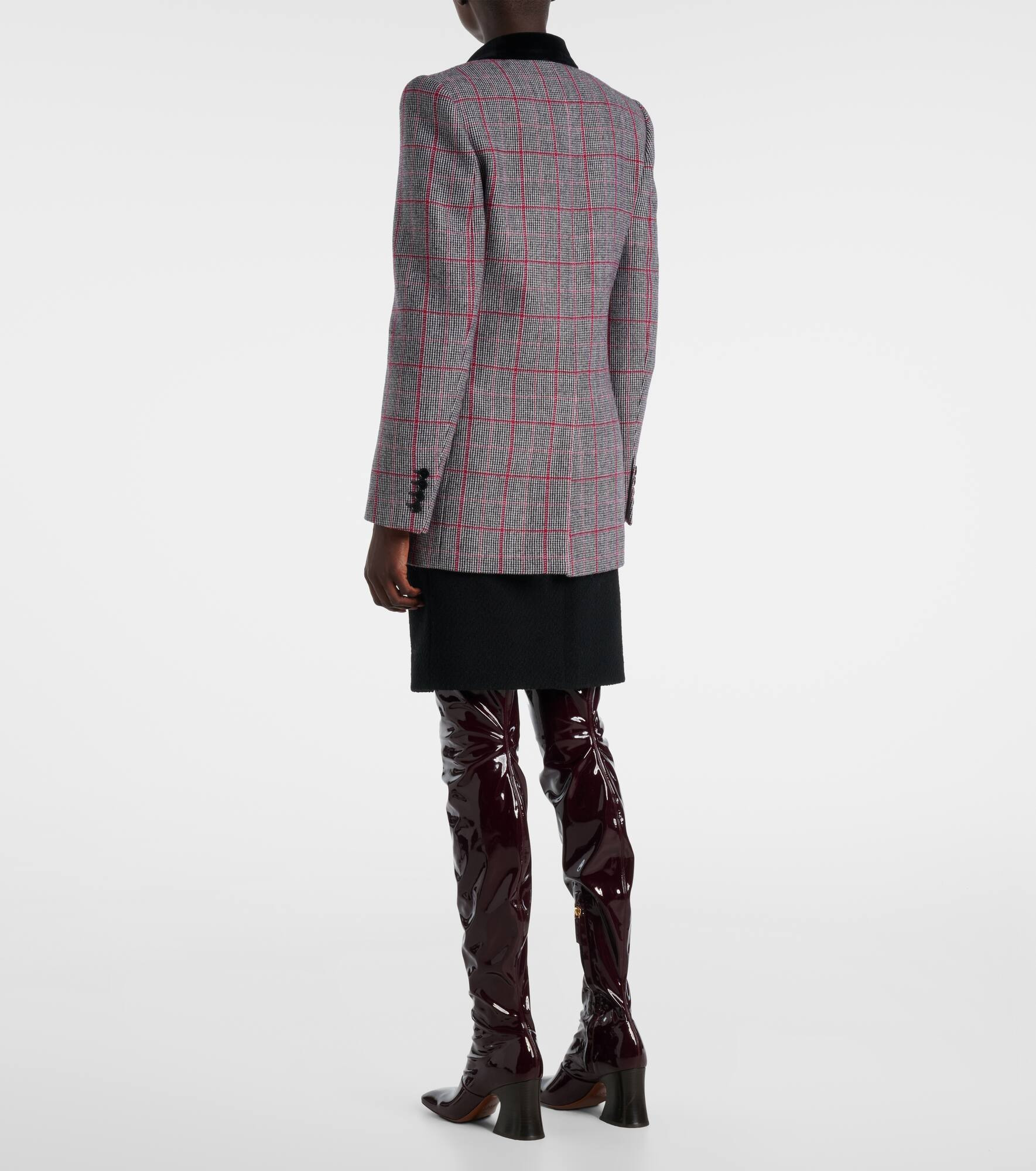 Checked double-breasted wool jacket - 3